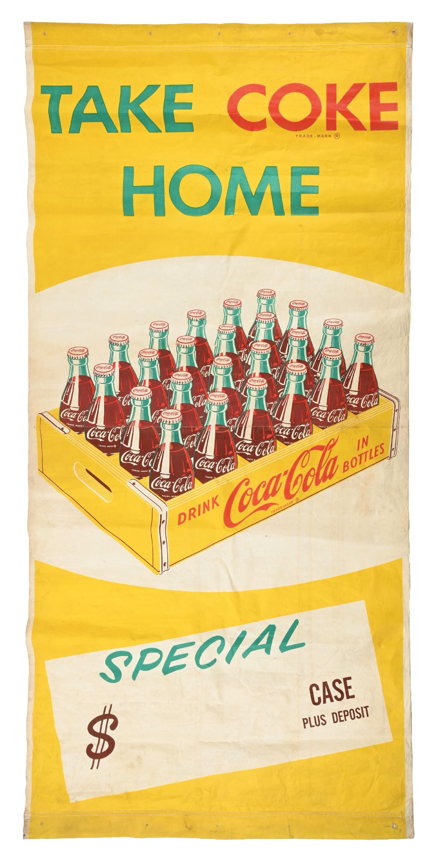 COCA-COLA "TAKE COKE HOME" BANNER W/ 24 CASE GRAPHIC (1 of 3)