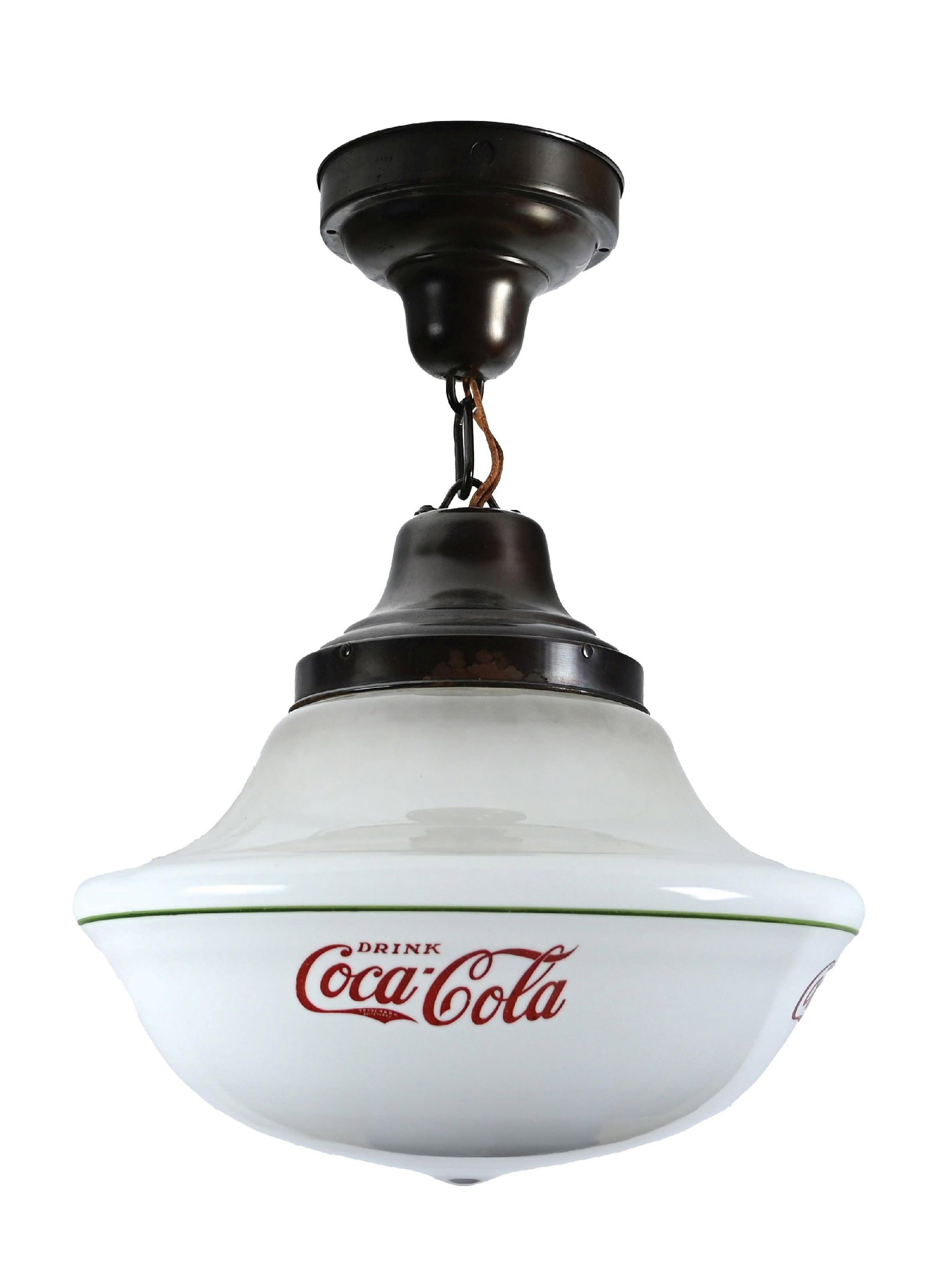 COCA-COLA MILK GLASS GLOBE W/ MOUNTING CANOPY (1 of 4)