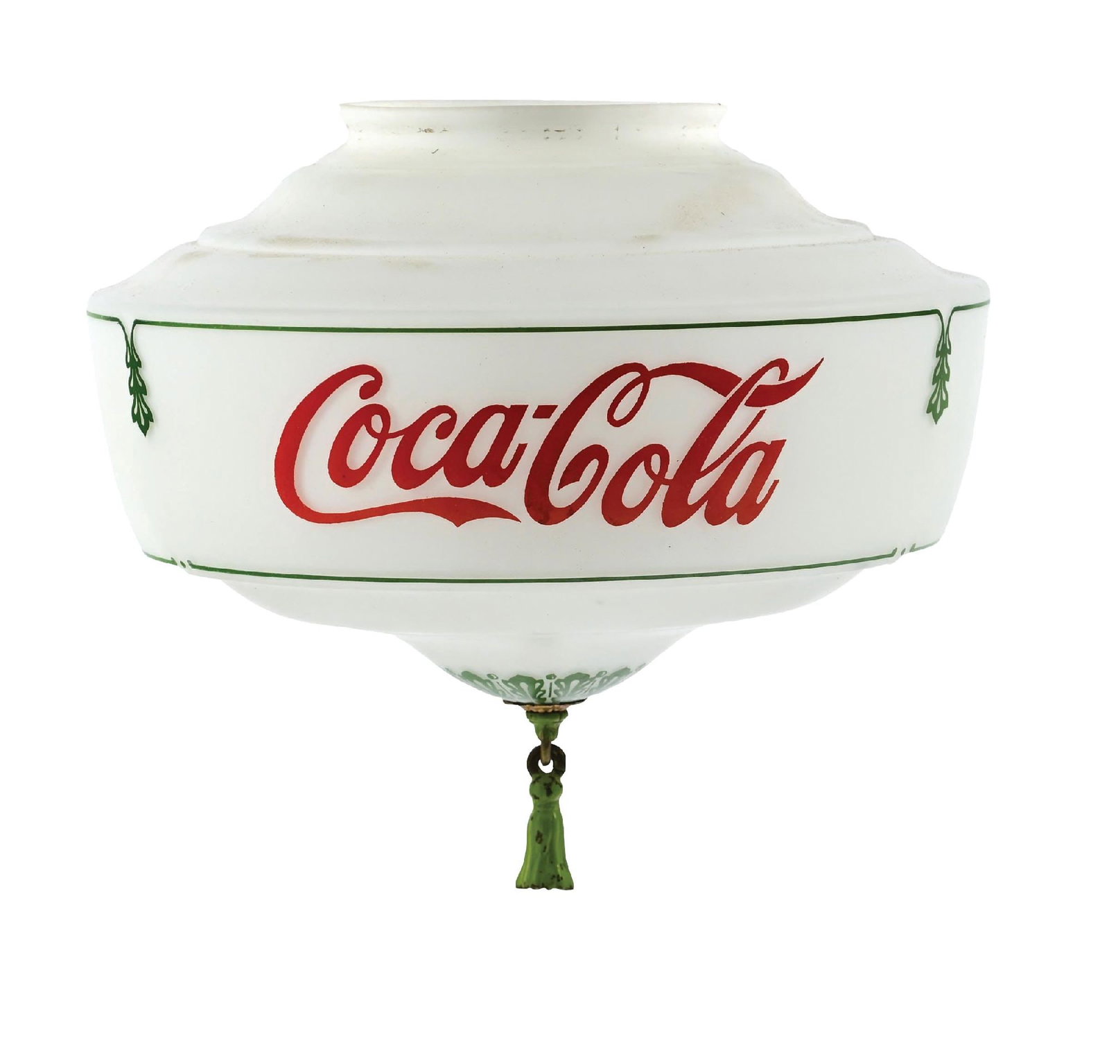 COCA-COLA MILK GLASS GLOBE W/ METAL TASSEL (1 of 3)