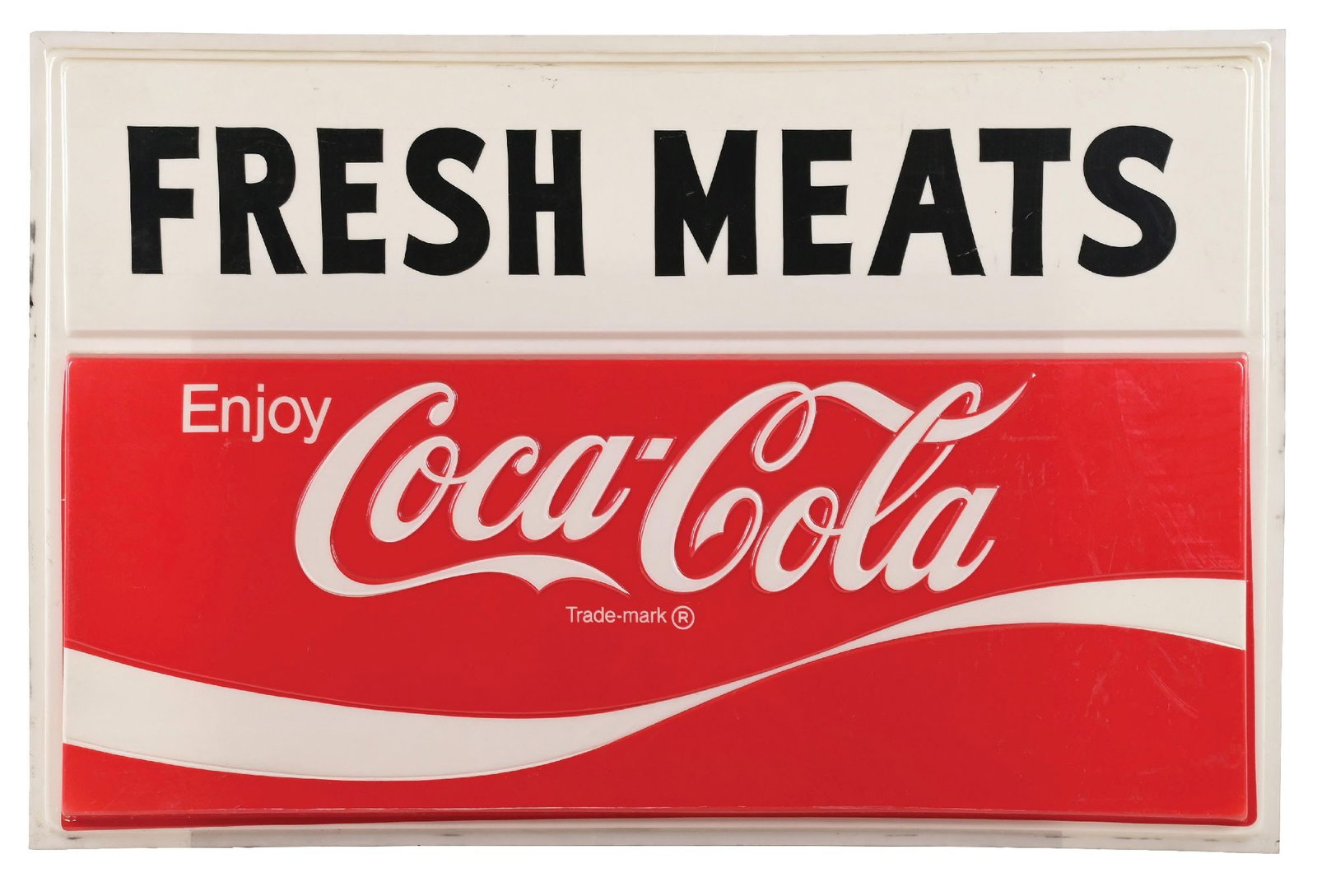 LARGE COCA-COLA "FRESH MEATS" PLASTIC SIGN (1 of 2)
