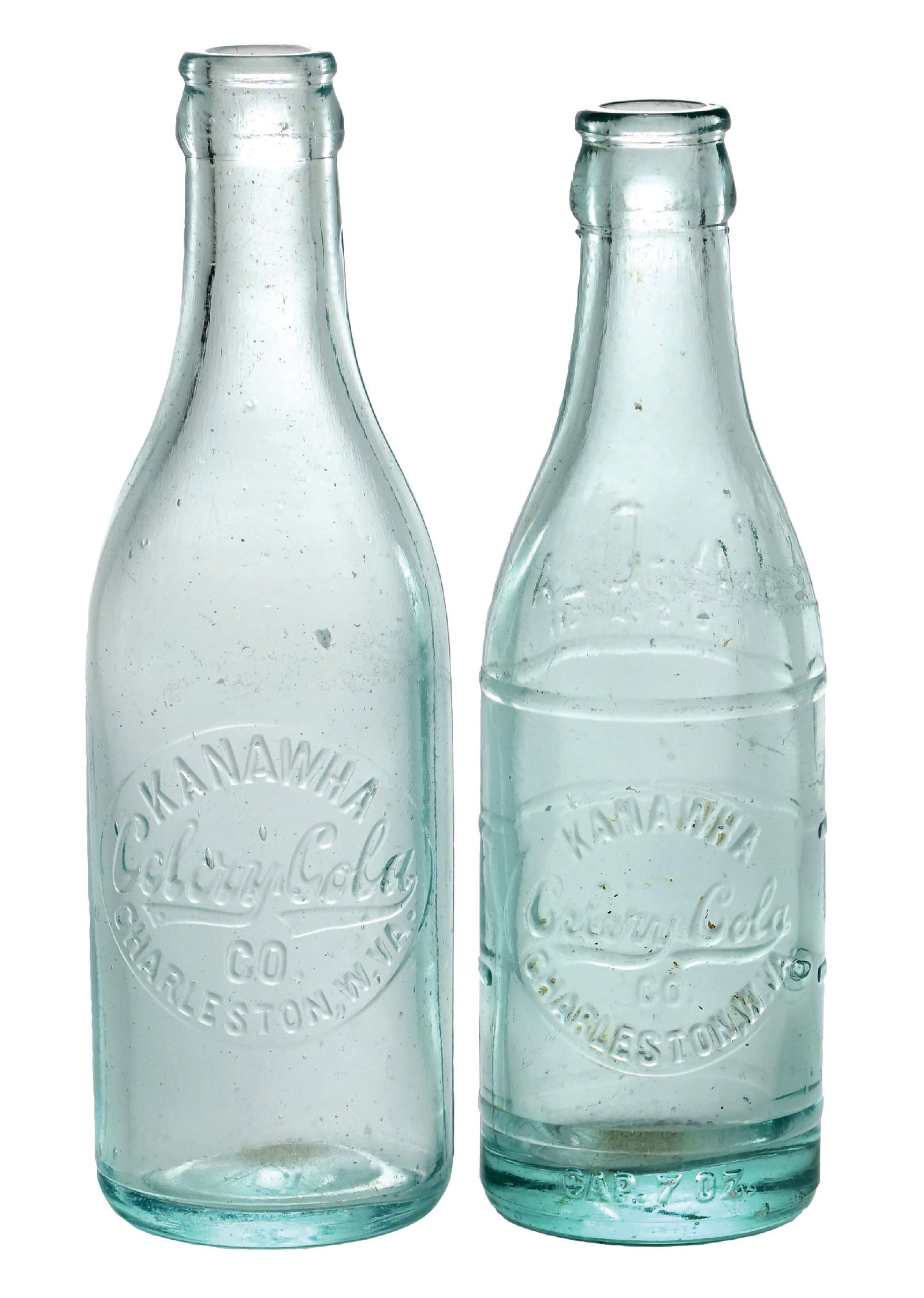 COLLECTION OF 2: CELERY COLA CHARLESTON, WV AQUA SCRIPT BOTTLES (1 of 7)