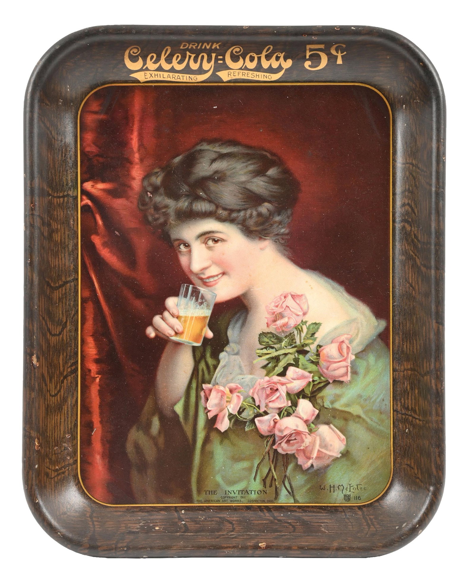 DRINK CELERY-COLA 5¢ SODA FOUNTAIN SERVING TRAY "THE INVITATION" (1 of 3)