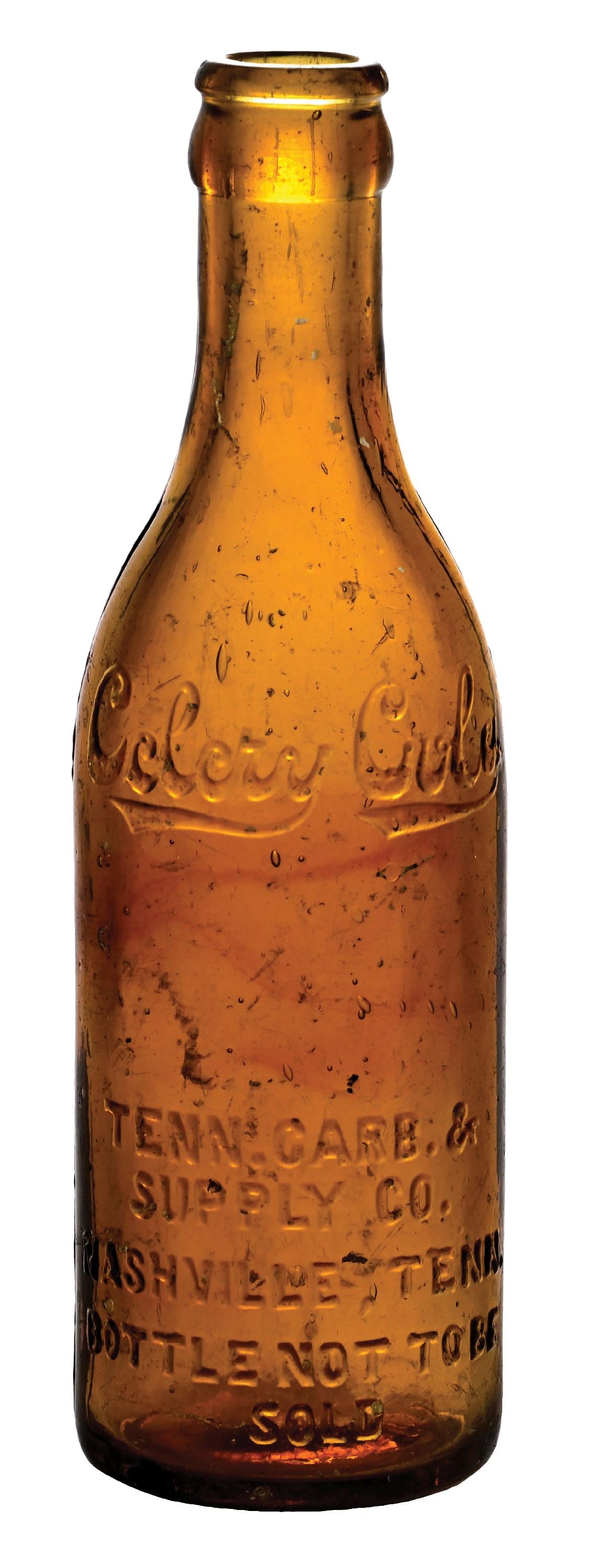 CELERY COLA NASHVILLE TN SCRIPT YELLOW AMBER W/AMBER STRIATIONS (1 of 6)