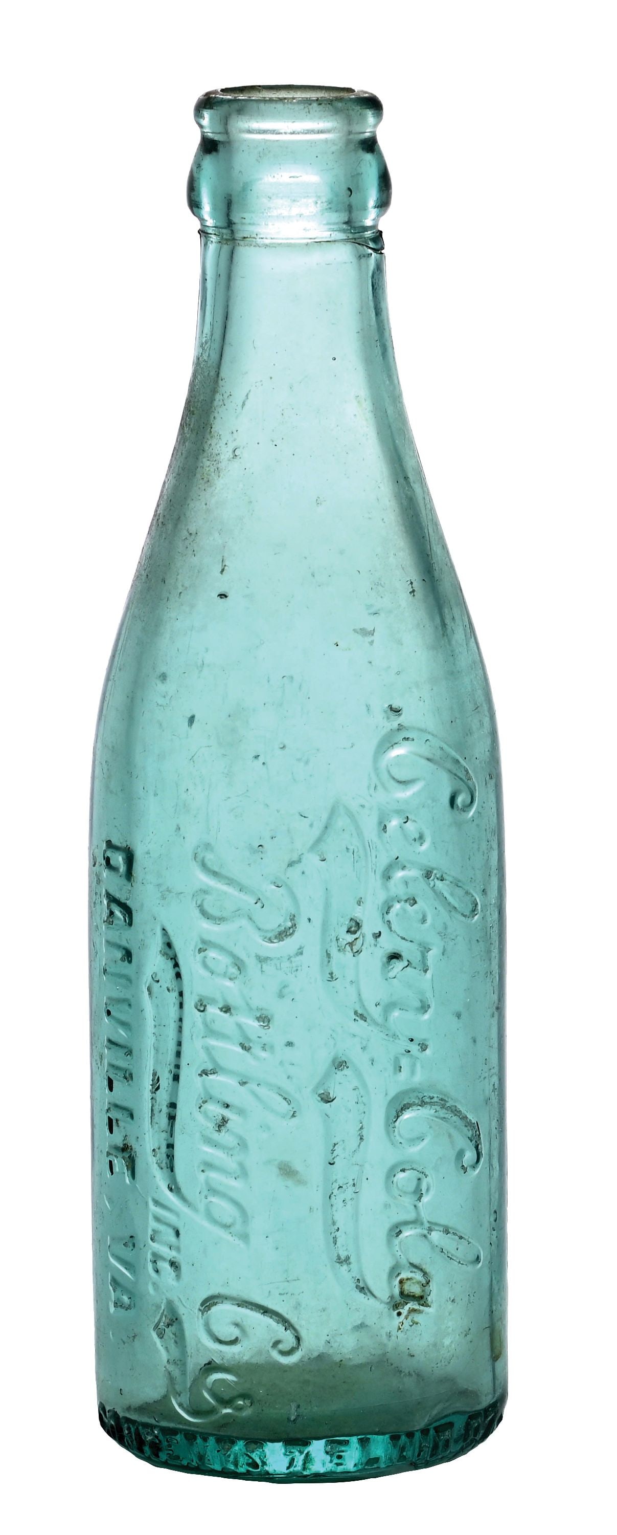 CELERY-COLA DANVILLE, VA AQUA SCRIPT BOTTLE: Celery-Cola Bottling Co. Danville, Virginia. A nice example of this aqua glass, full script logo bottle from Danville, Virginia. CONDITION: The bottle is clean with usual imperfections. The bottom