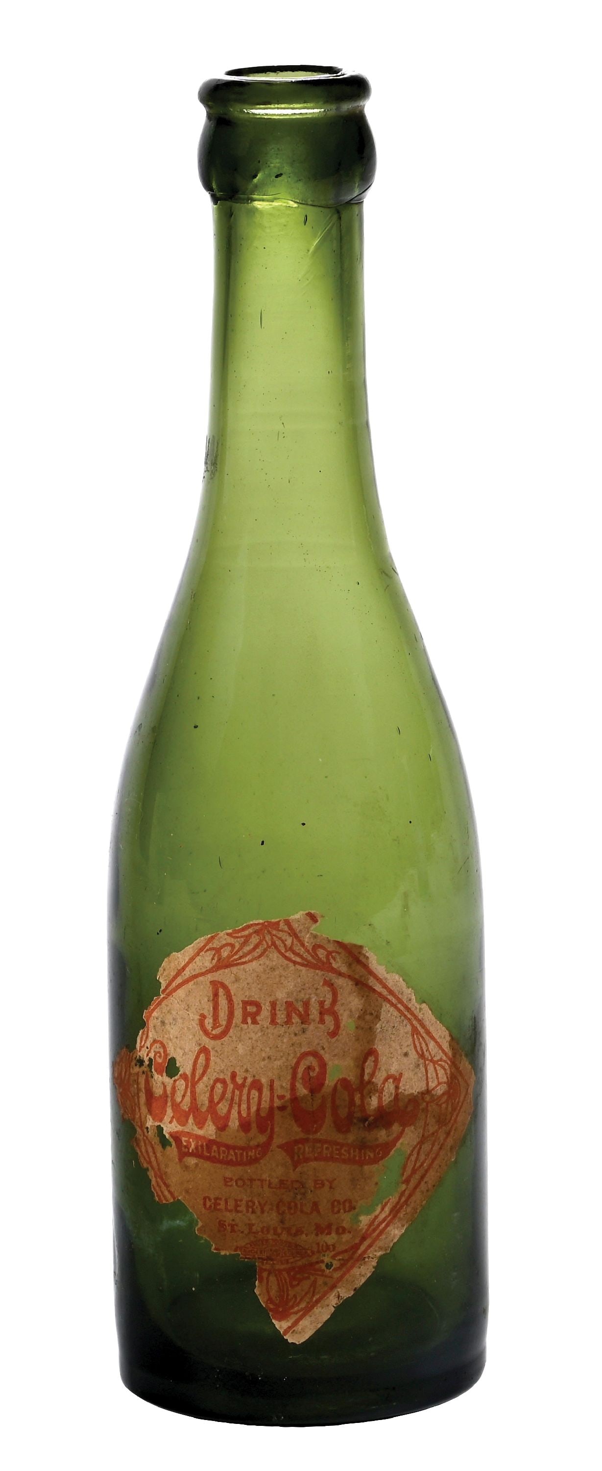 CELERY-COLA EXHILARATING REFRESHING OLIVE GREEN SPLITS PAPER LABEL BOTTLE (1 of 6)