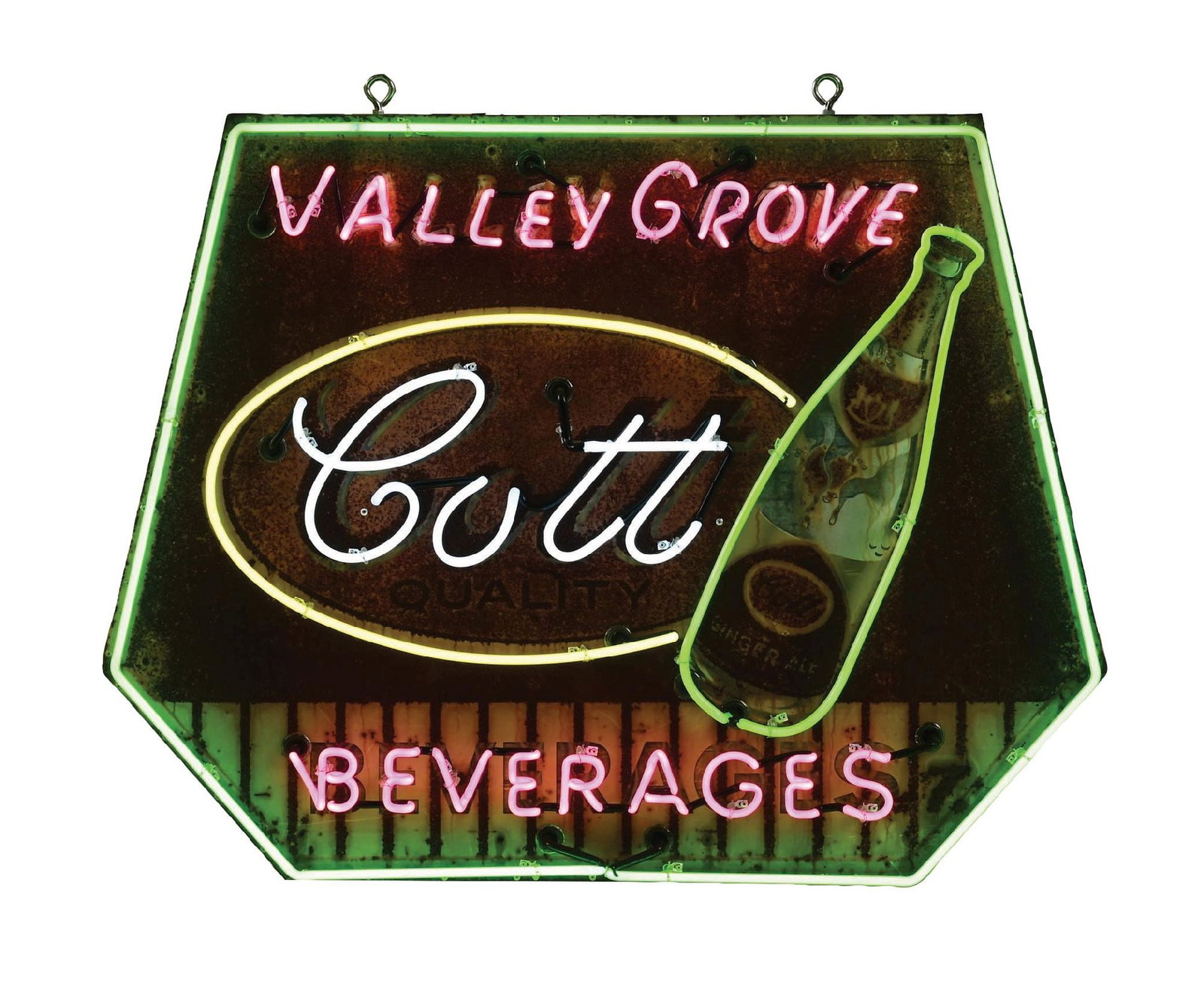 VALLEY GROVE COTT GINGER ALE TIN SIGN W/ ADDED NEON (1 of 3)