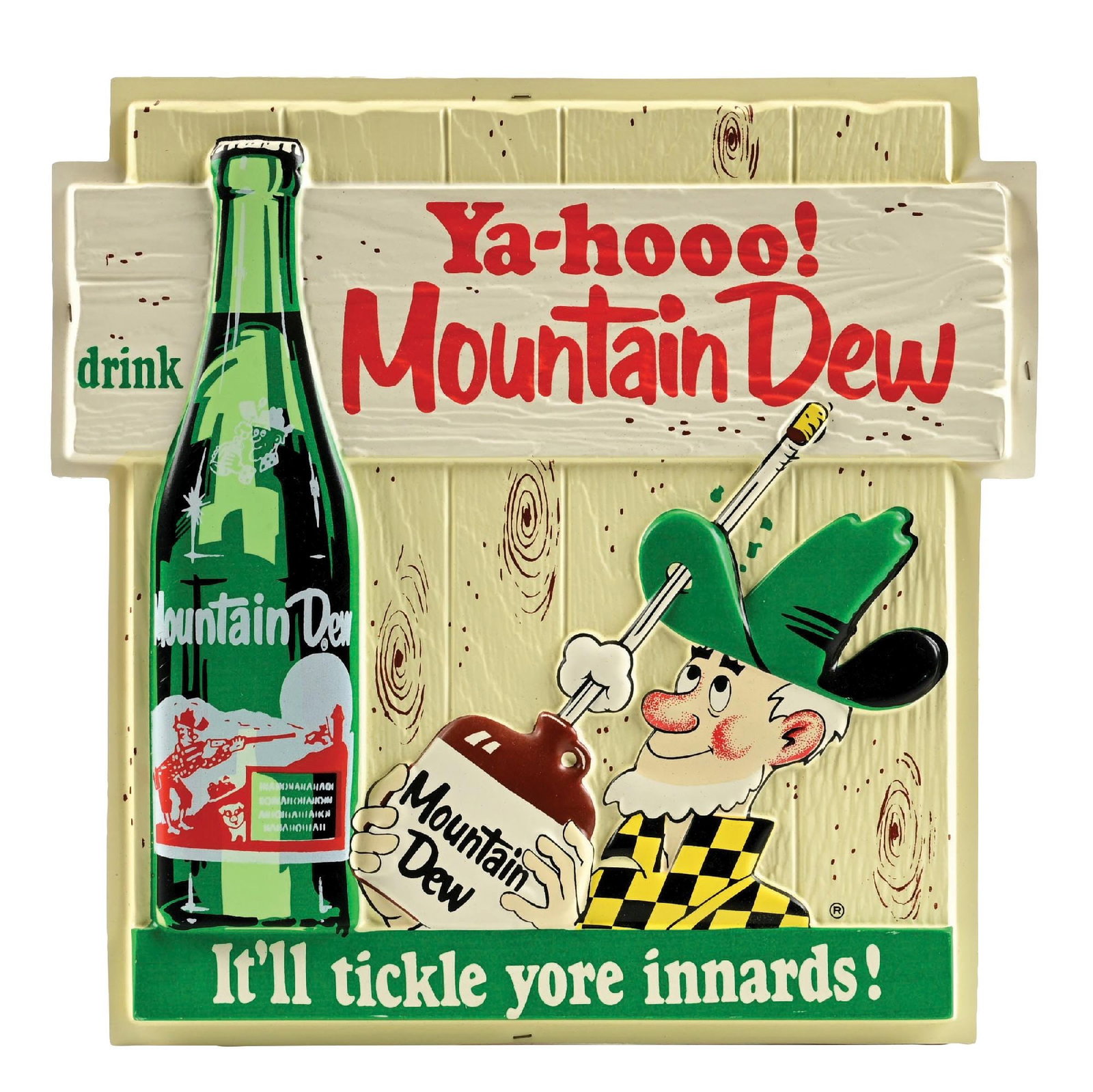 DRINK YA-HOOO! MOUNTAIN DEW VACUUFORM STORE DISPLAY SIGN (1 of 2)