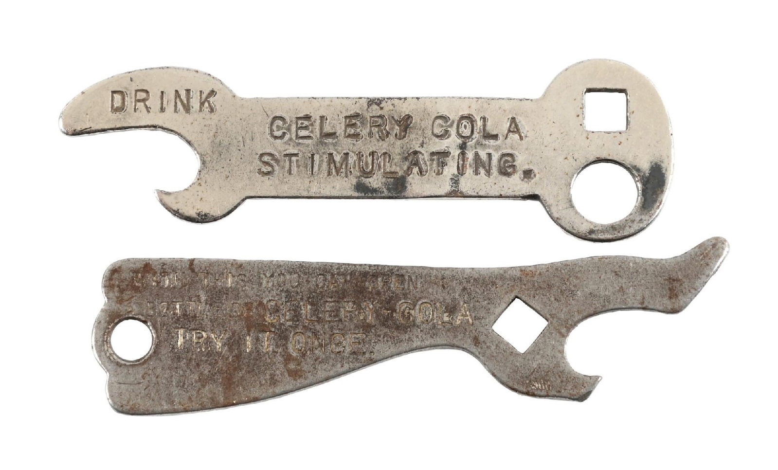 COLLECTION OF 2: KEY AND LEG TYPE CELERY COLA BOTTLE OPENERS (1 of 2)