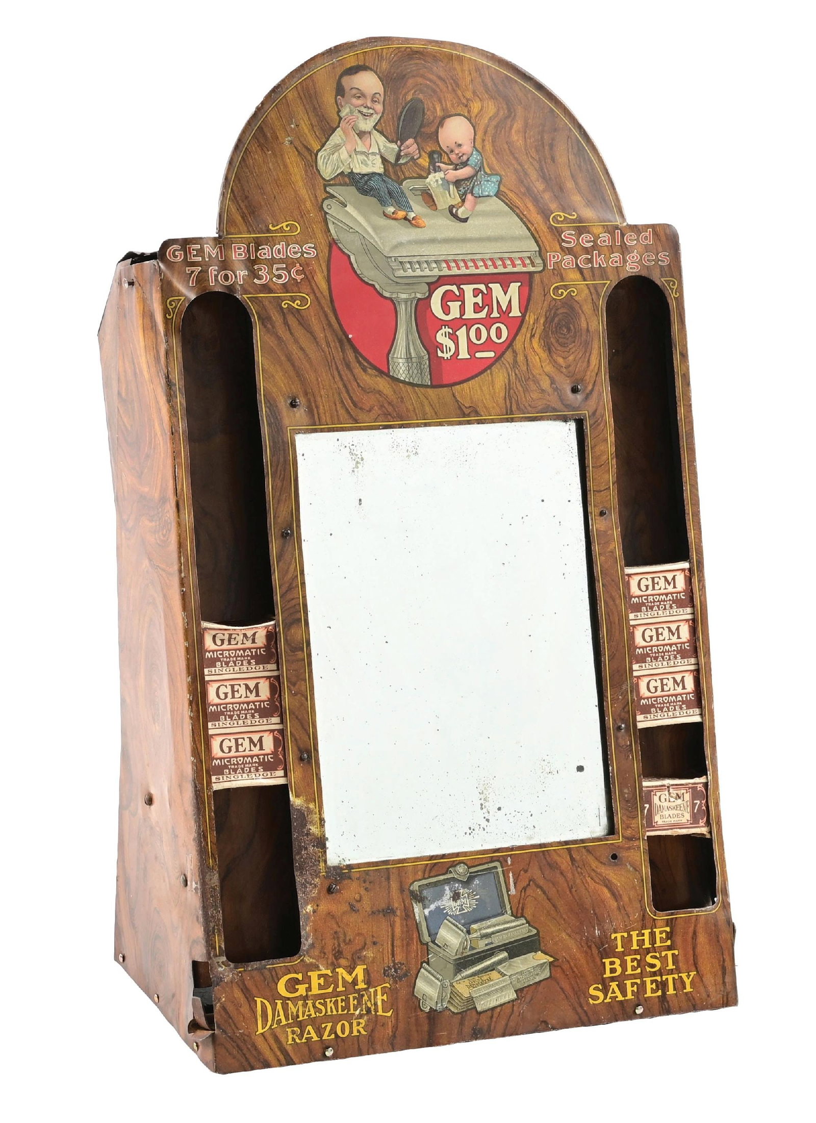GEM DAMASKEENE RAZOR BLADES TIN STORE DISPLAY CABINET (1 of 6)