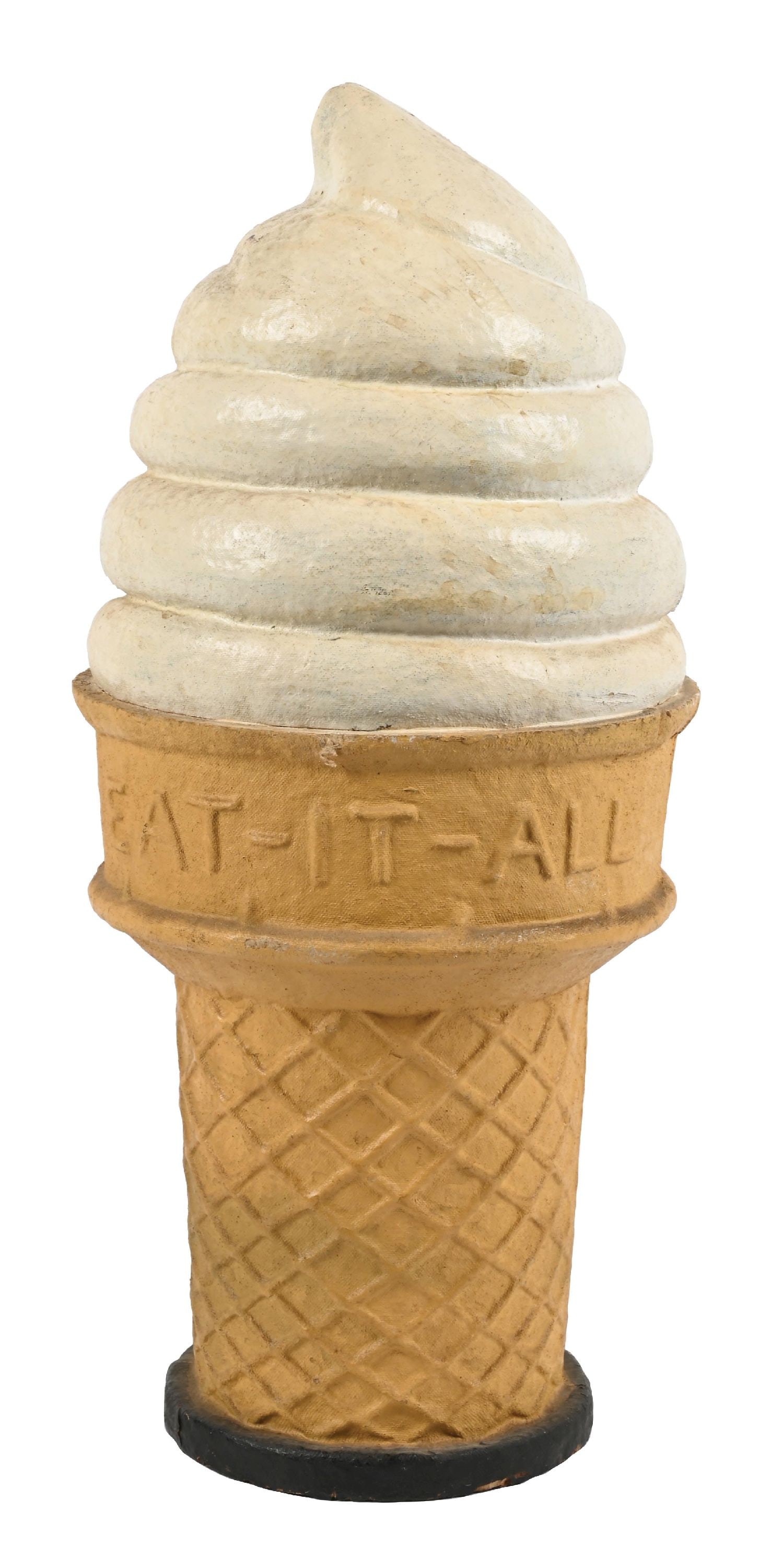 AN ORIGINAL PAPER MACHE "EAT-IT-ALL" FIGURAL ICE CREAM CONE (1 of 4)