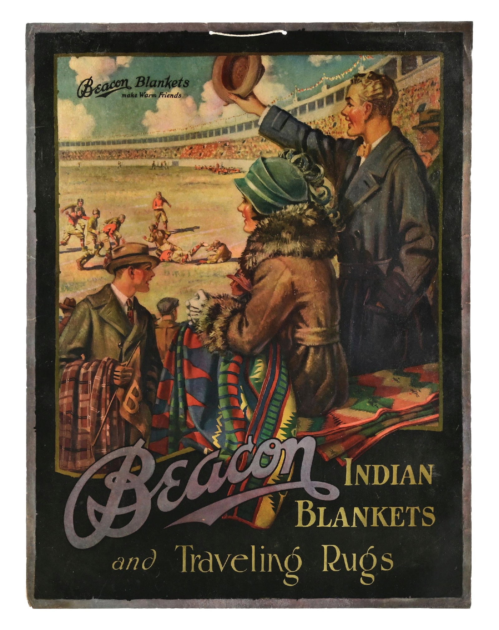 RARE BEACON INDIAN BLANKETS AND TRAVELING RUGS CARDSTOCK ADVERTISING SIGN (1 of 2)