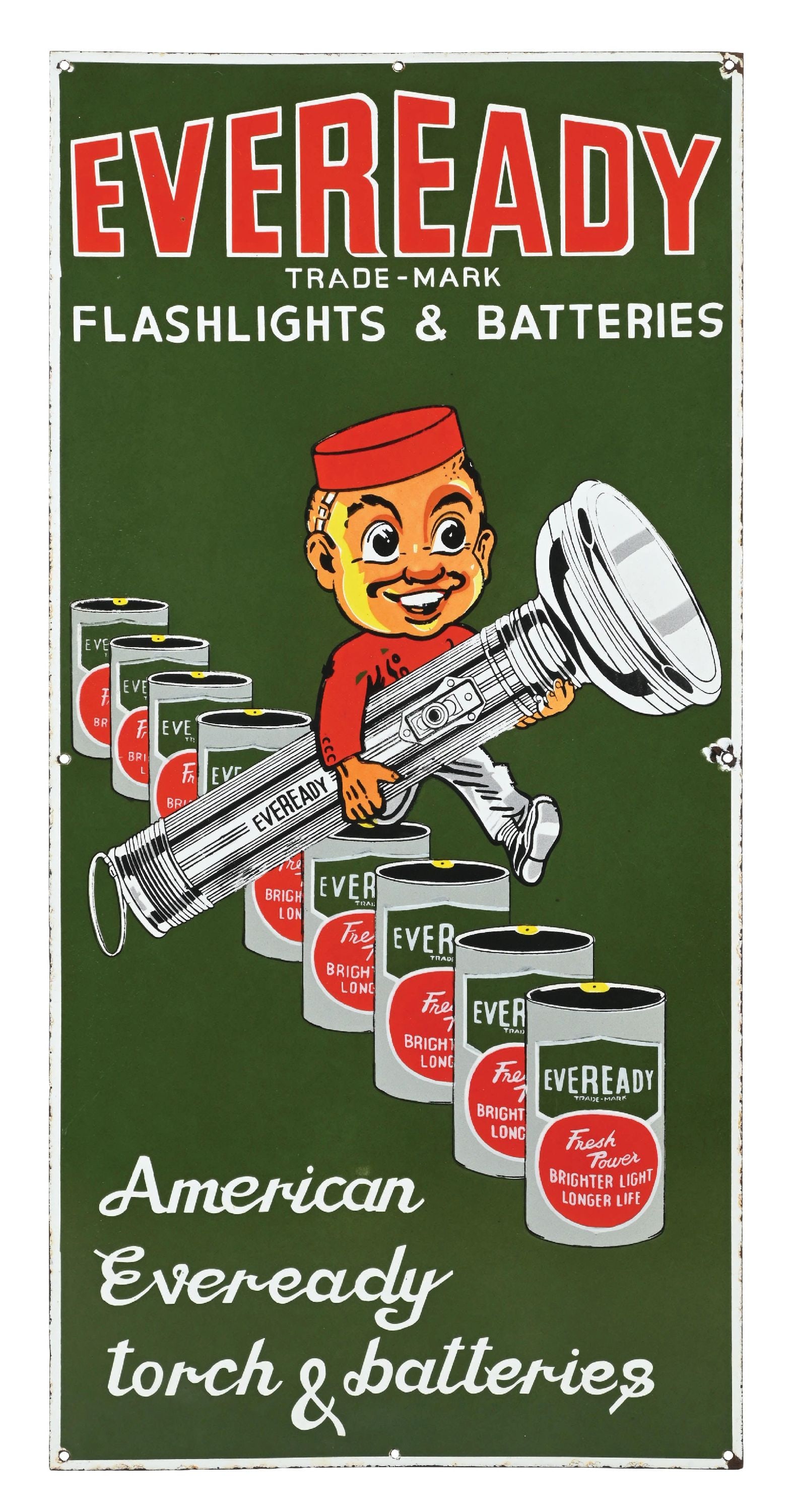 EVEREADY FLASHLIGHTS & BATTERIES PORCELAIN SIGN (1 of 2)