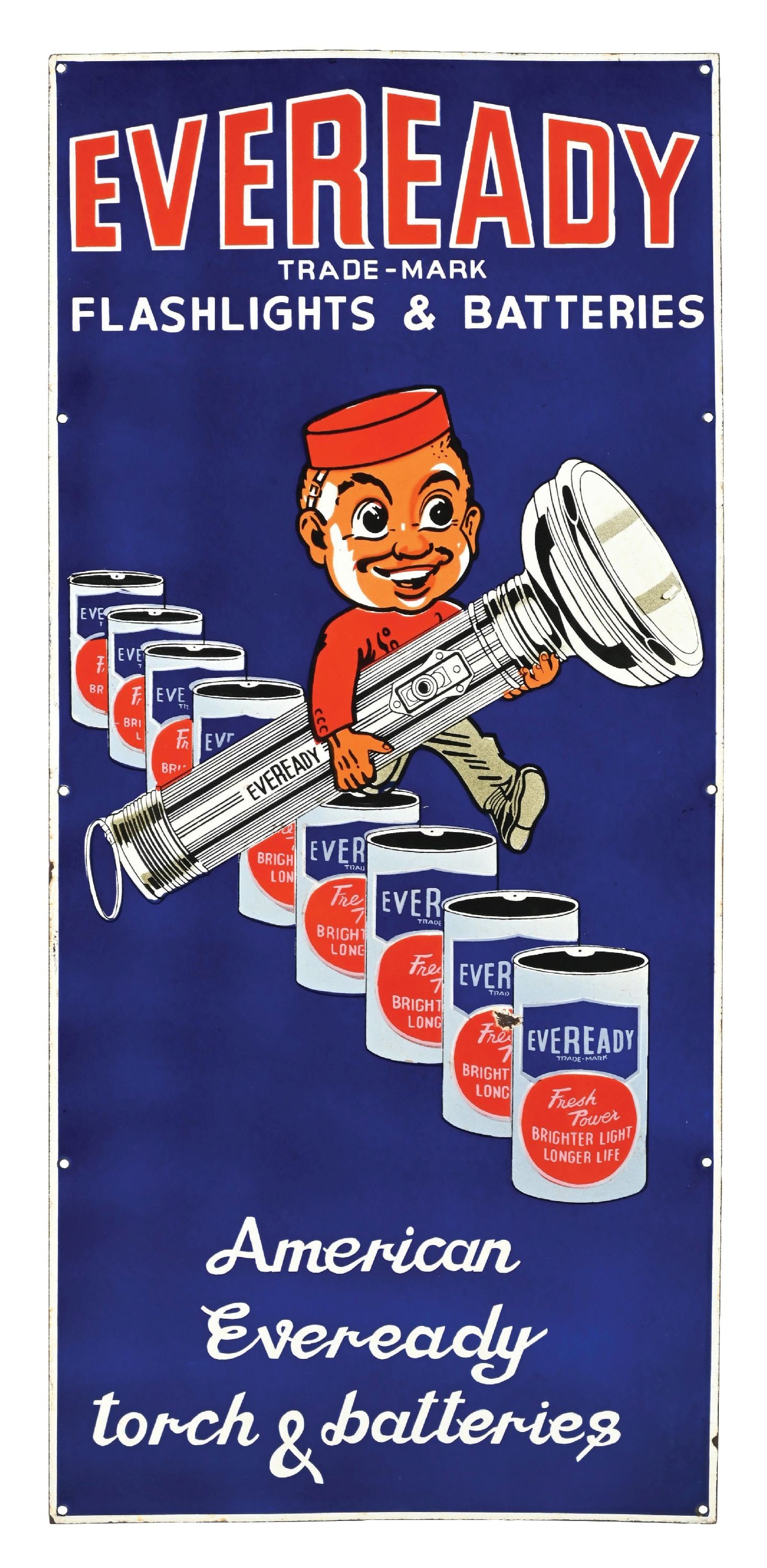 EVEREADY FLASHLIGHTS & BATTERIES PORCELAIN SIGN (1 of 2)