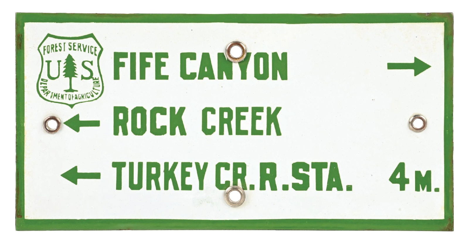 ARIZONA FOREST SERVICE PORCELAIN DIRECTIONAL SIGN (1 of 2)