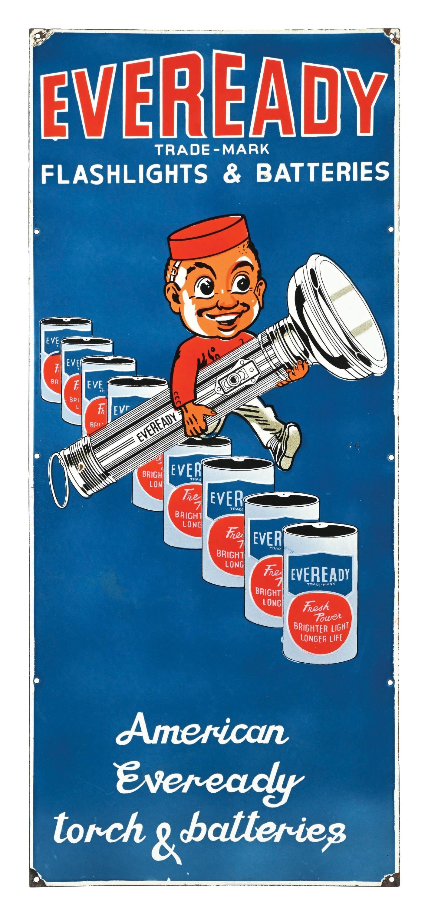 EVEREADY FLASHLIGHTS & BATTERIES PORCELAIN SIGN (1 of 2)
