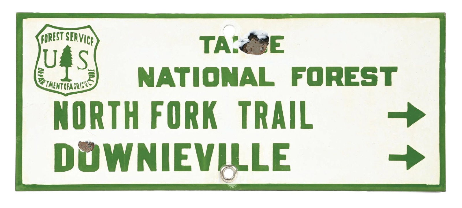 FOREST SERVICE TAHOE NATIONAL FOREST PORCELAIN DIRECTIONAL SIGN (1 of 2)
