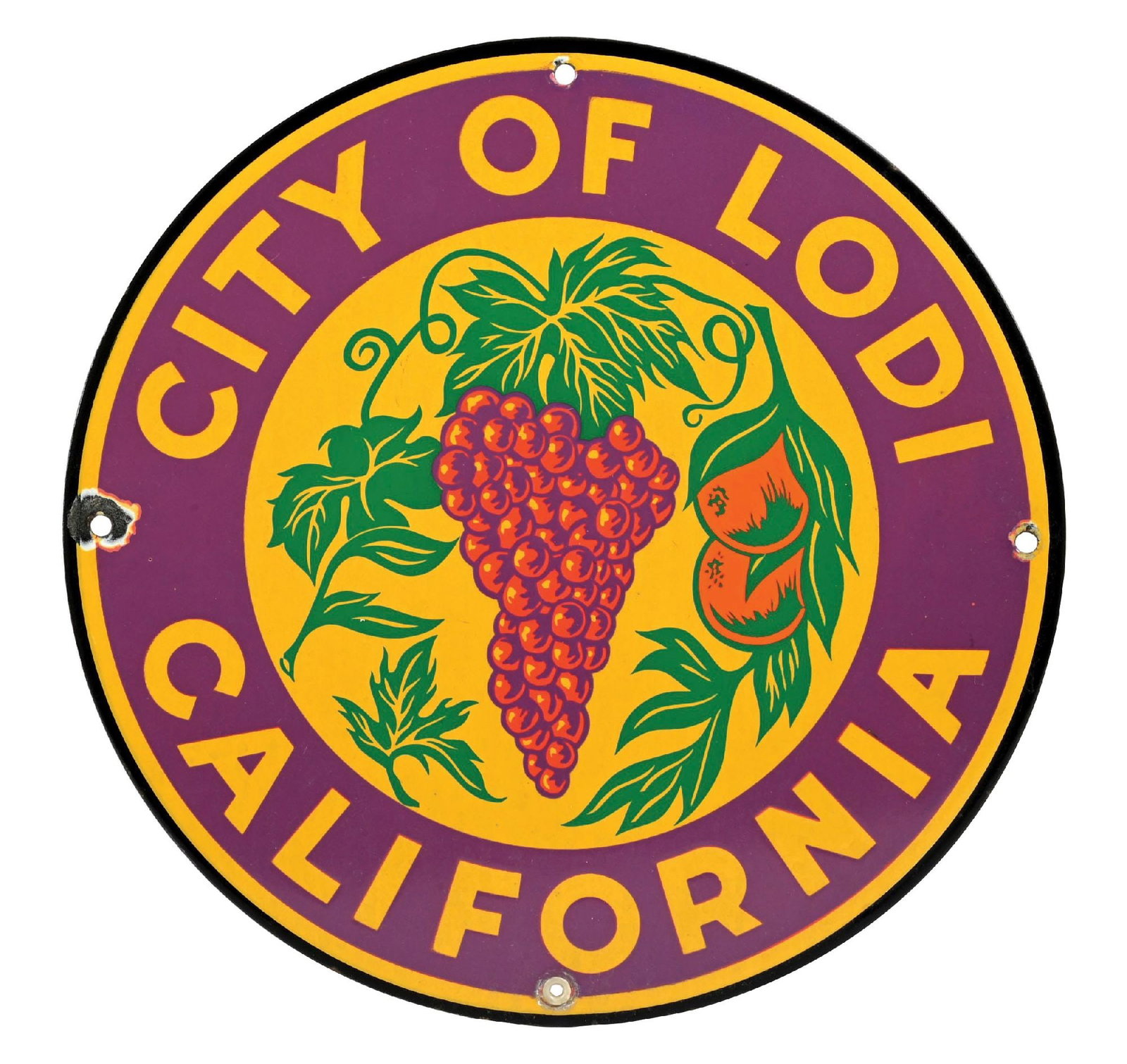 CITY OF LODI CALIFORNIA PORCELAIN MUNICIPAL SIGN (1 of 2)