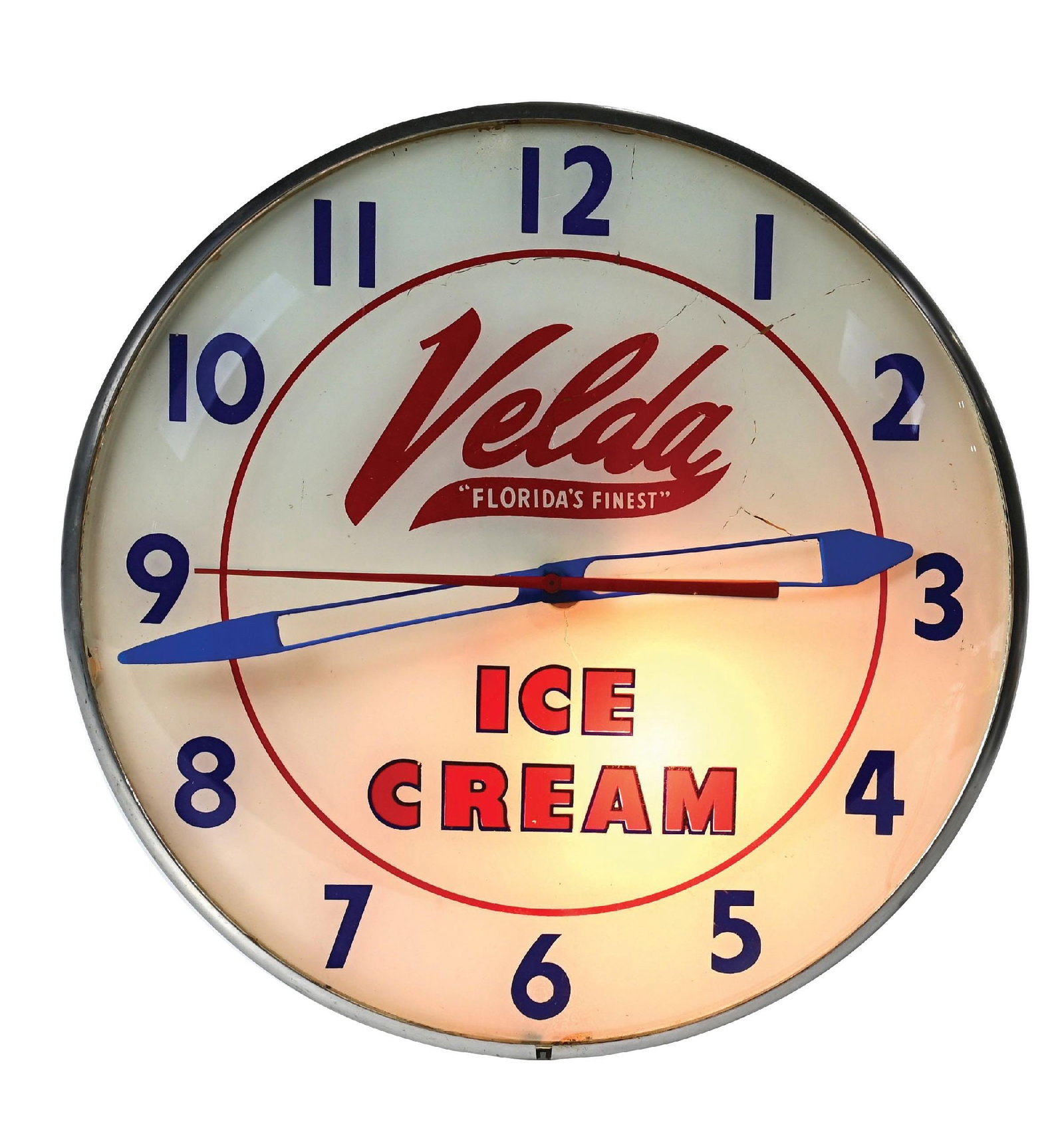 VELDA ICE CREAM TEL-A-SIGN LIGHT-UP CLOCK (1 of 3)