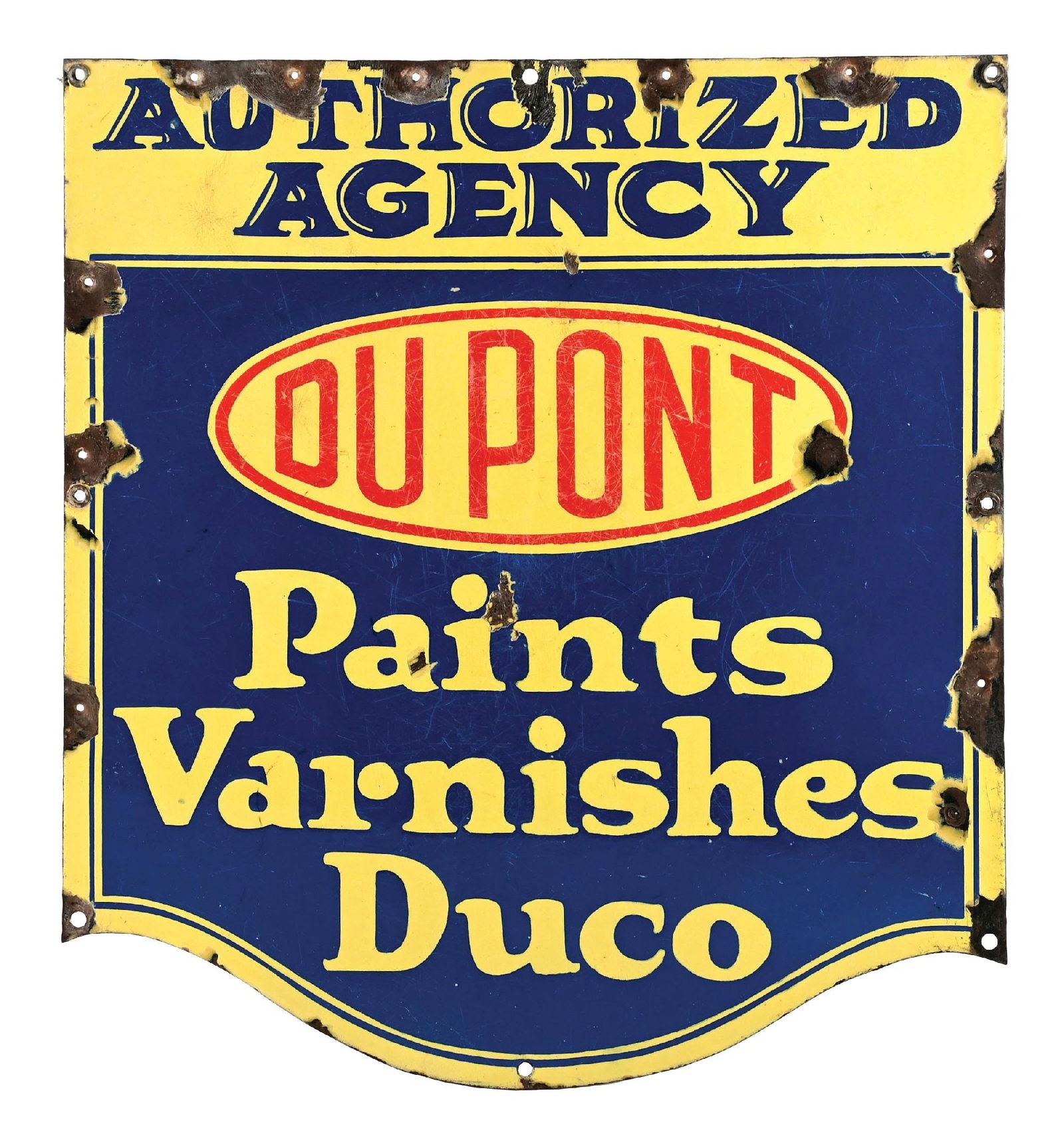 DUPONT AUTHORIZED AGENCY PAINTS VARNISHES DUCO PORCELAIN SIGN (1 of 2)