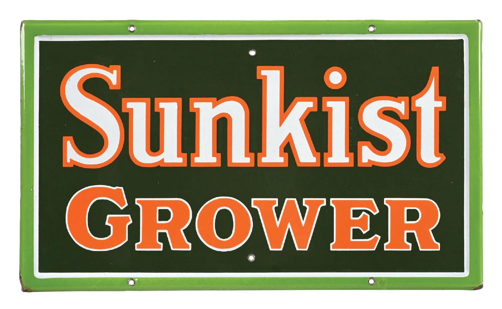 SUNKIST GROWER PORCELAIN SIGN W/ SELF- FRAMED OUTER EDGE (1 of 3)