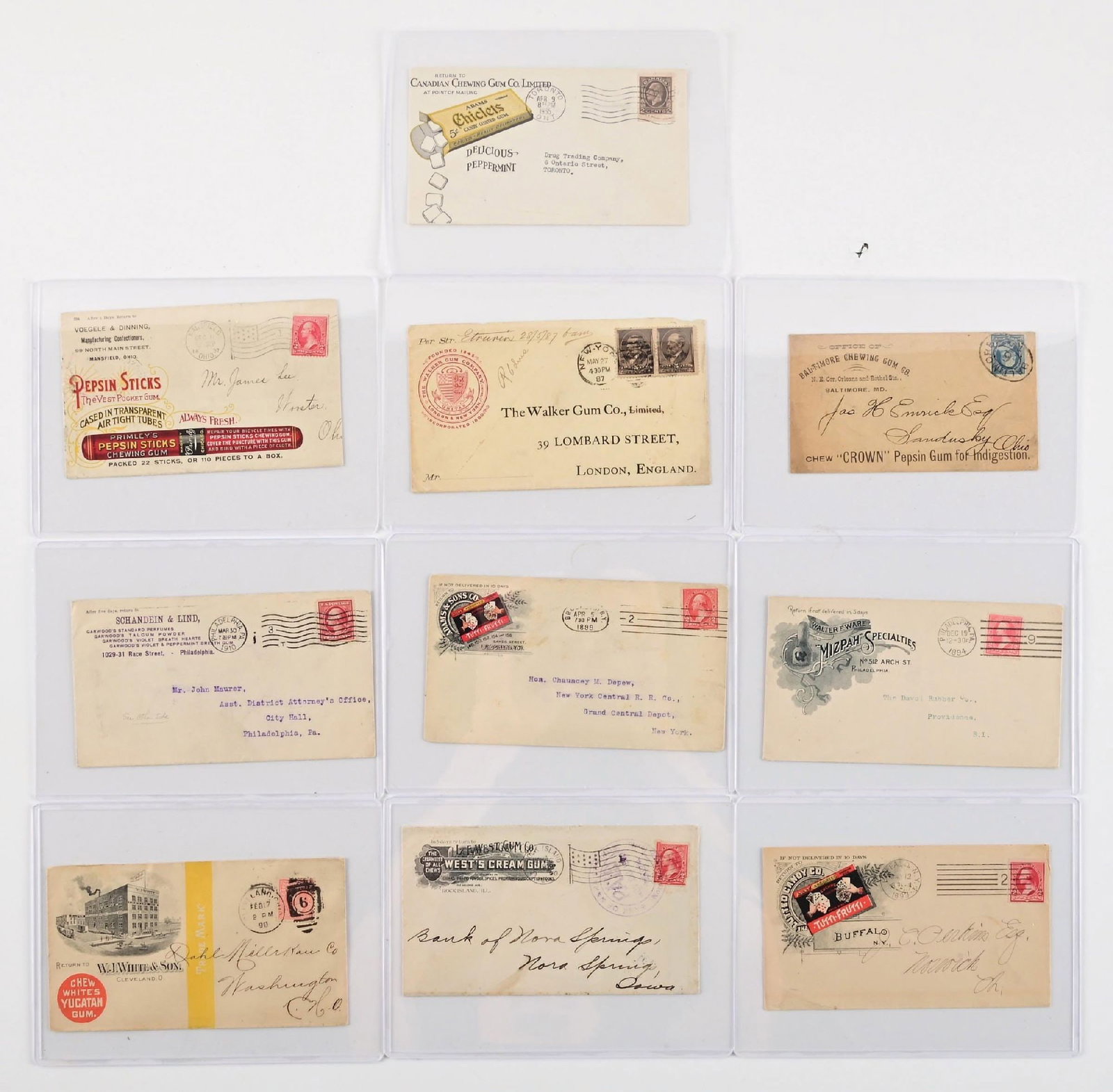 COLLECTION OF 10: CHEWING GUM COMPANY ENVELOPES (1 of 2)