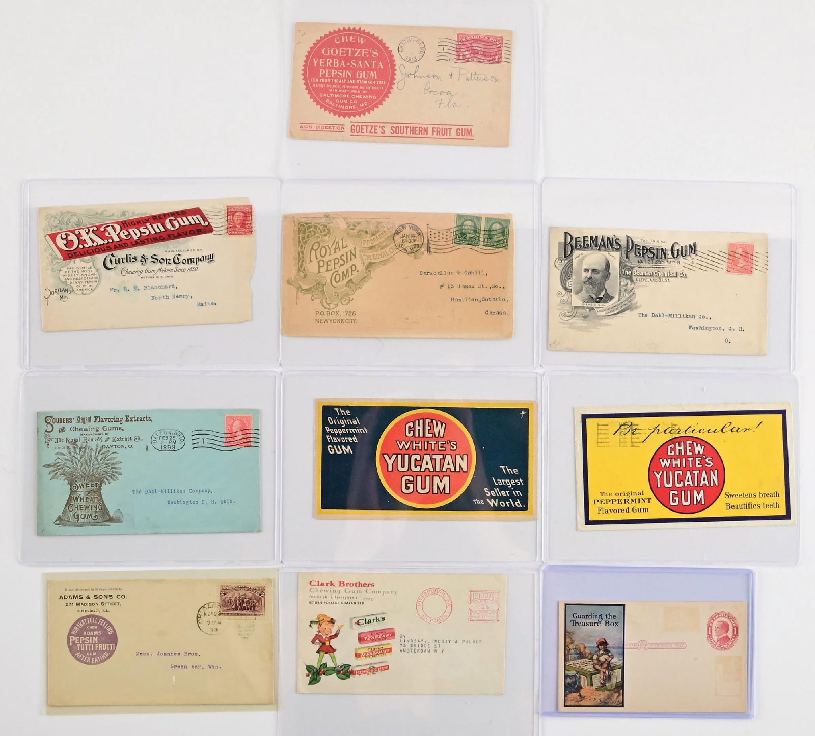 COLLECTION OF 10: CHEWING GUM COMPANY ENVELOPES (1 of 2)
