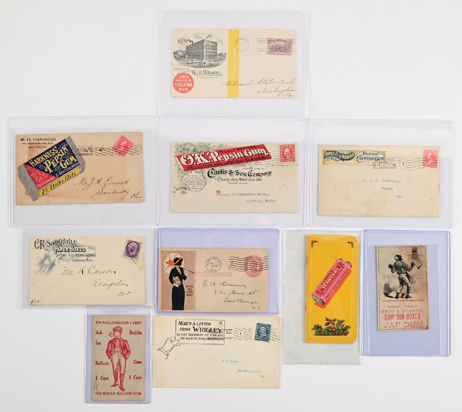COLLECTION OF 10: CHEWING GUM COMPANY GRAPHIC ENVELOPES (1 of 2)
