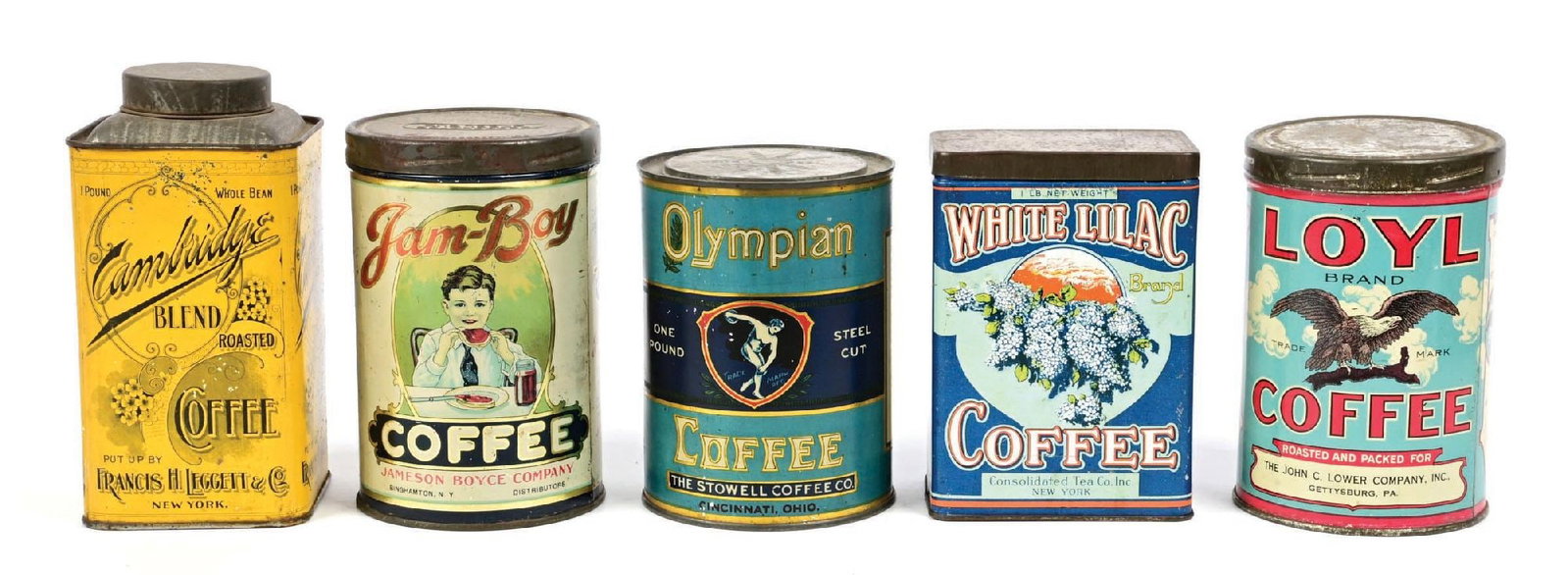 COLLECTION OF 5: COFFEE TINS (1 of 2)