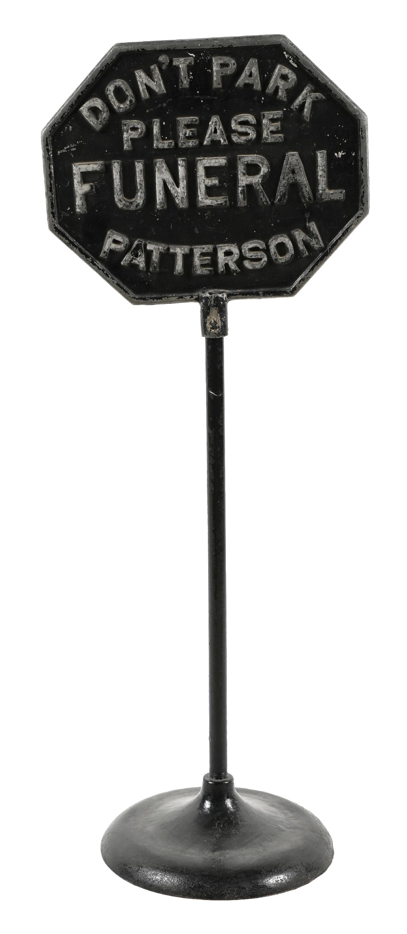 FUNERAL DON'T PARK PLEASE CAST IRON SIGN W/ BASE (1 of 4)