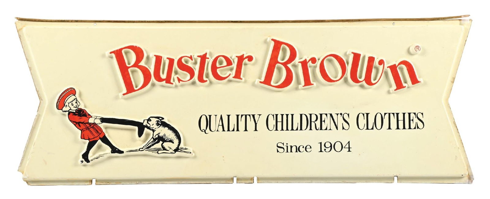 BUSTER BROWN QUALITY CHILDREN'S CLOTHING VACU-FORM SIGN (1 of 2)