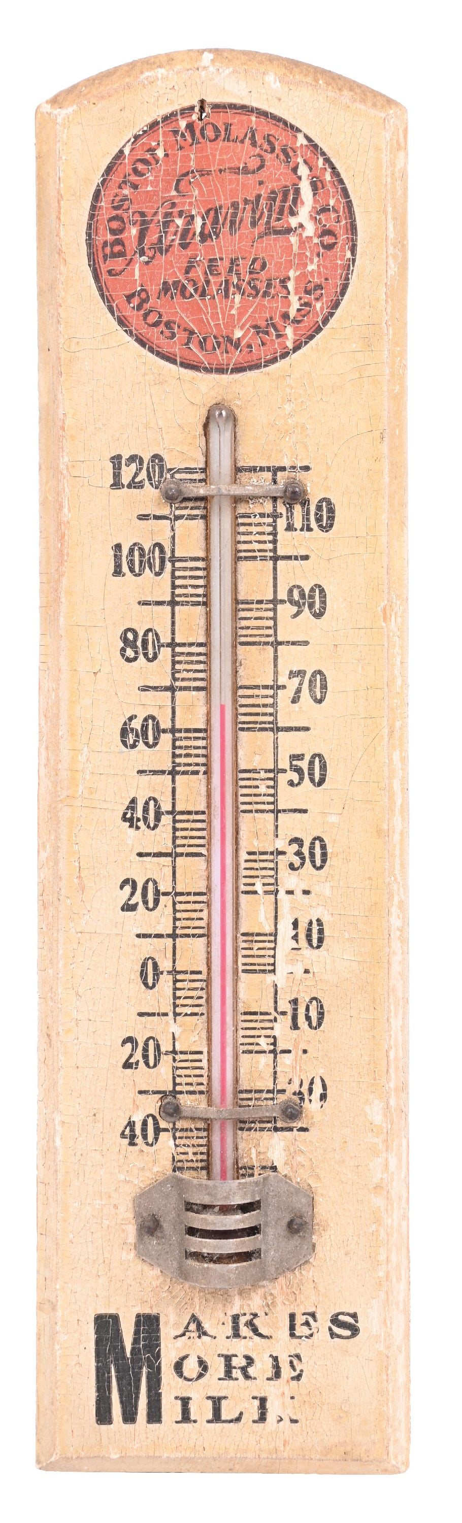 BOSTON MOLASSES COMPANY ADVERTISING WOODEN THERMOMETER (1 of 2)
