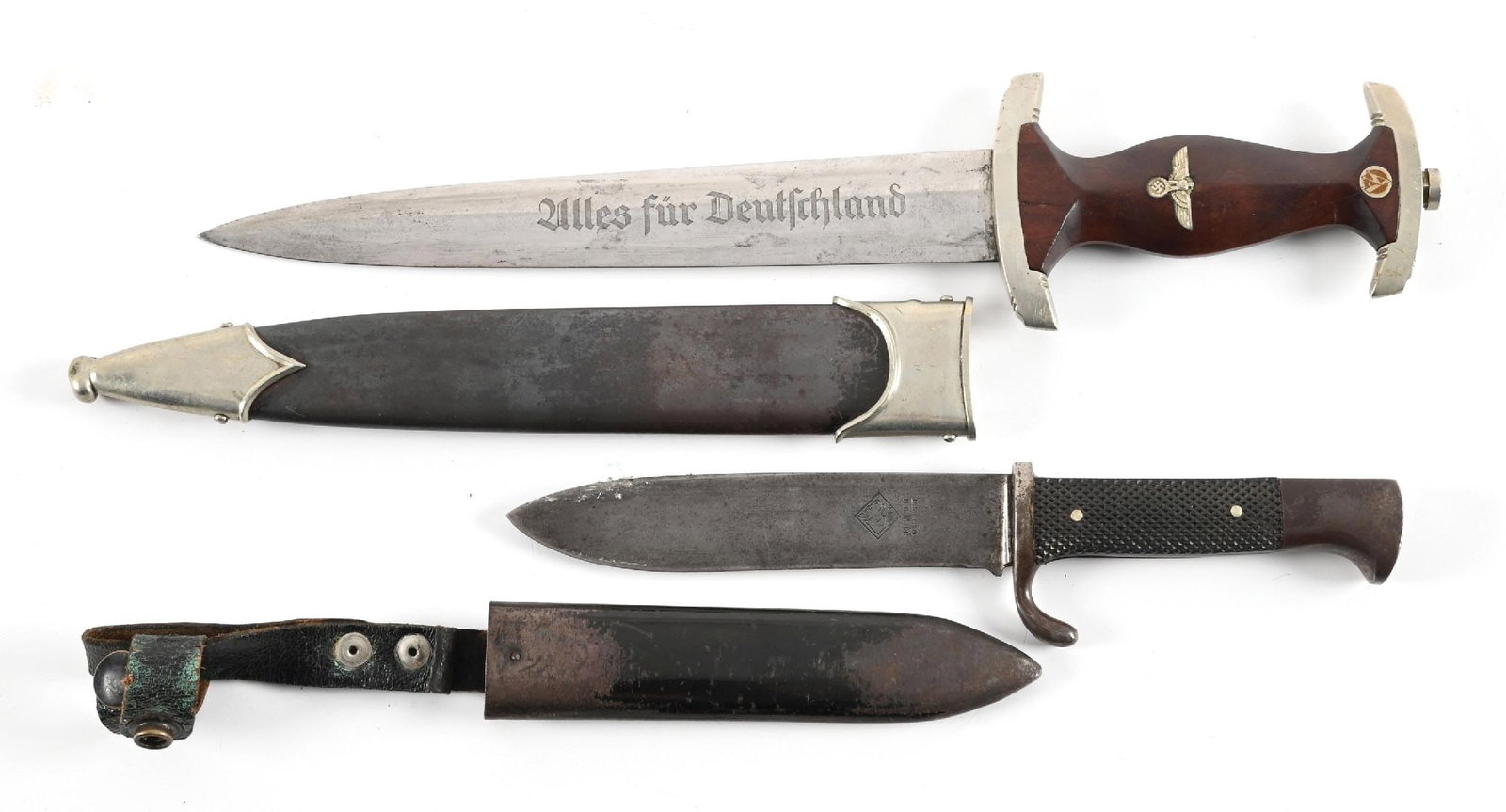 LOT OF 2: THIRD REICH NSKK DAGGER AND HITLER YOUTH KNIFE. (1 of 2)