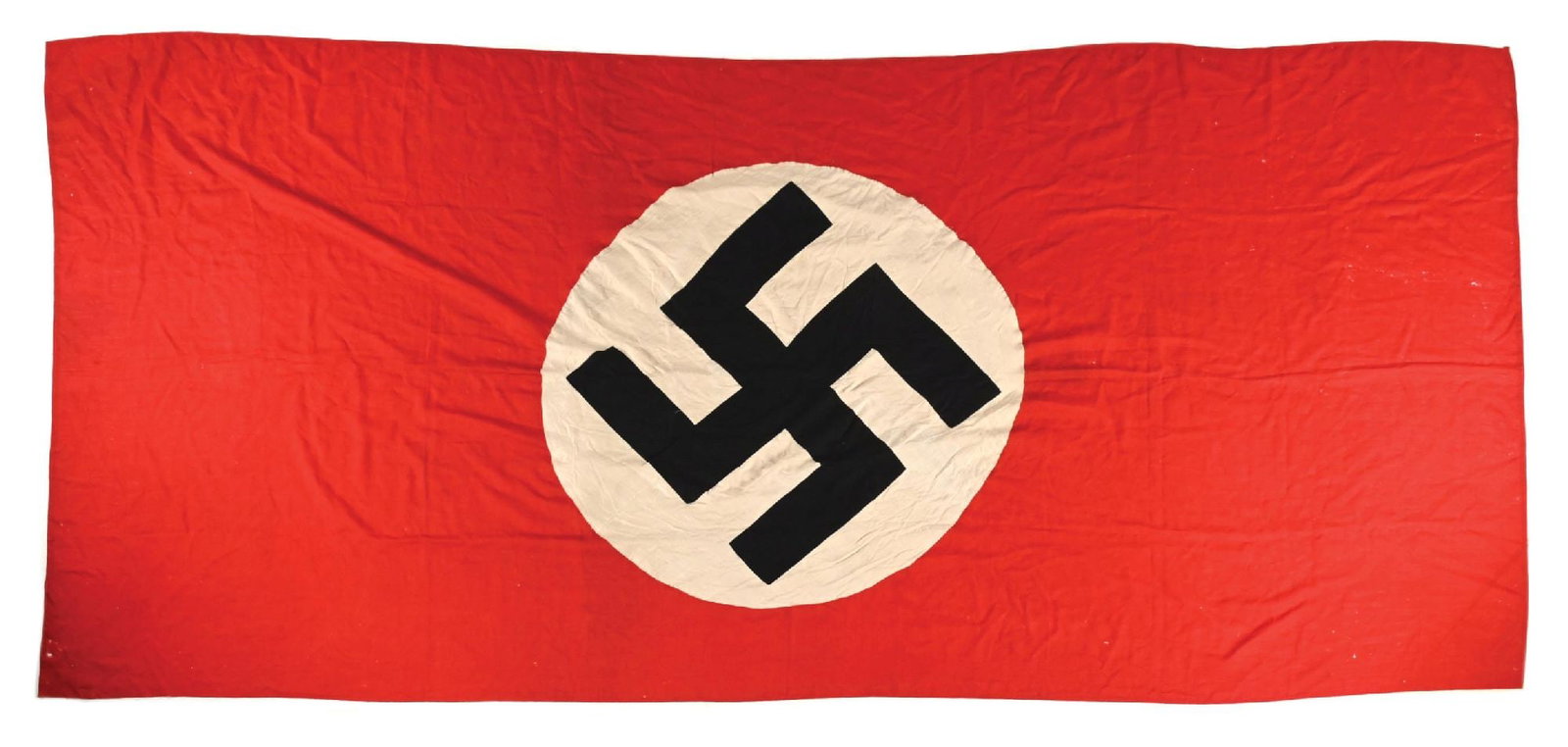 THIRD REICH NSDAP BANNER.: Third Reich single-sided NSDAP banner measuring 168" x 78" with moderate mothing throughout. CONDITION: Overall very good to excellent.