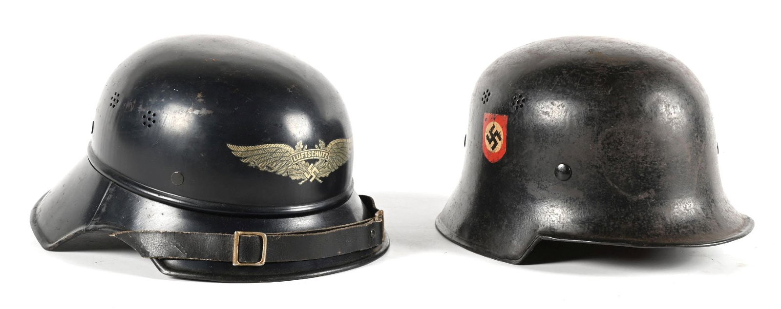 LOT OF 2: THIRD REICH LUFTSCHUTZ AND FIRE POLICE HELMET. (1 of 3)