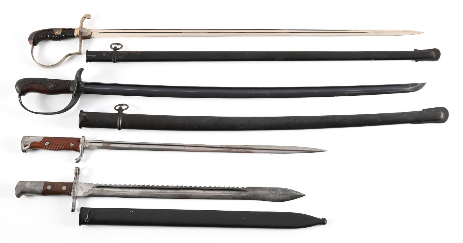 LOT OF 4: GERMAN, JAPANESE, AND SWISS SWORDS AND BAYONETS. (1 of 1)