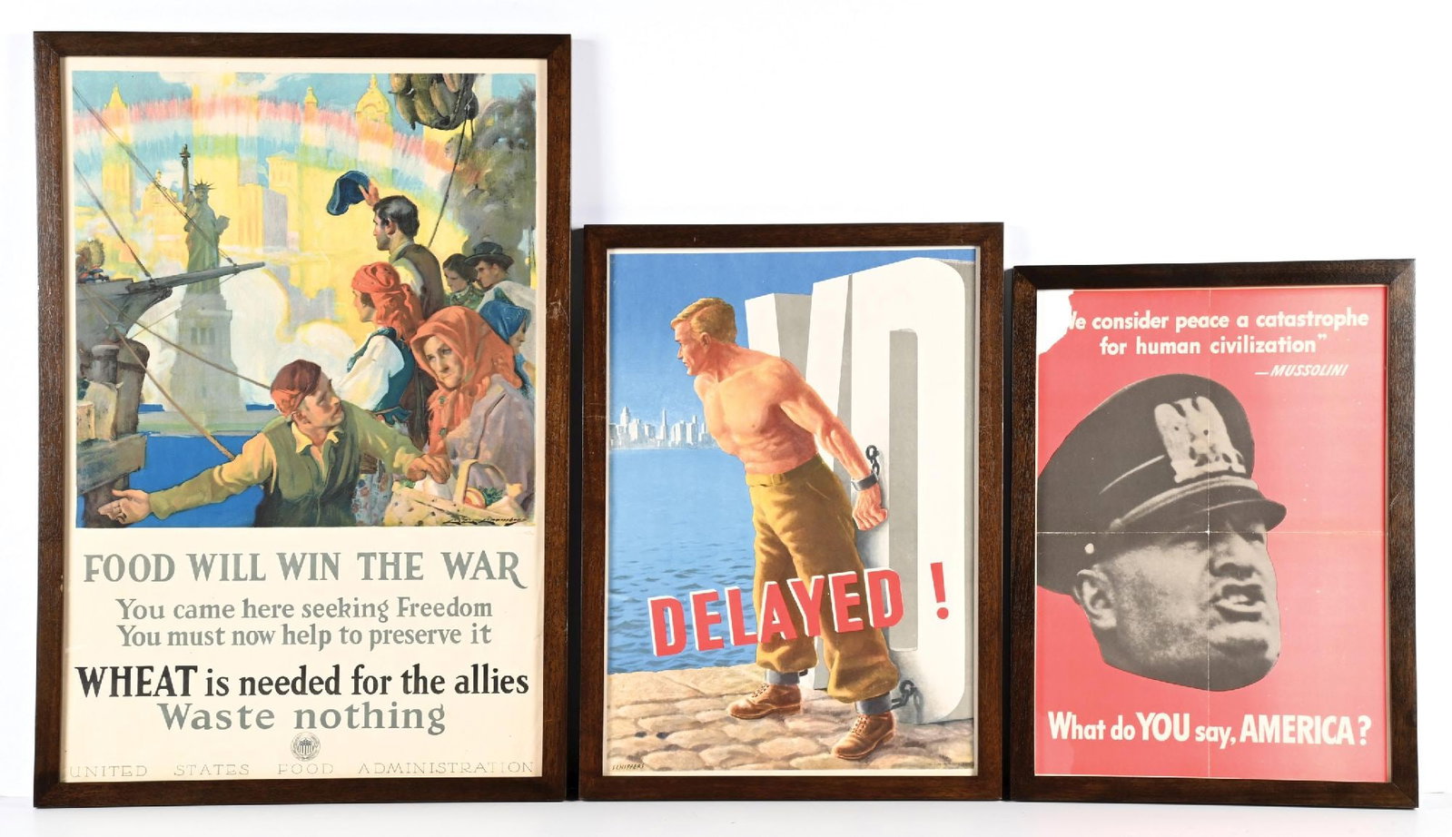 LOT OF 3: US WWI-WWII PROPAGANDA POSTERS. (1 of 2)