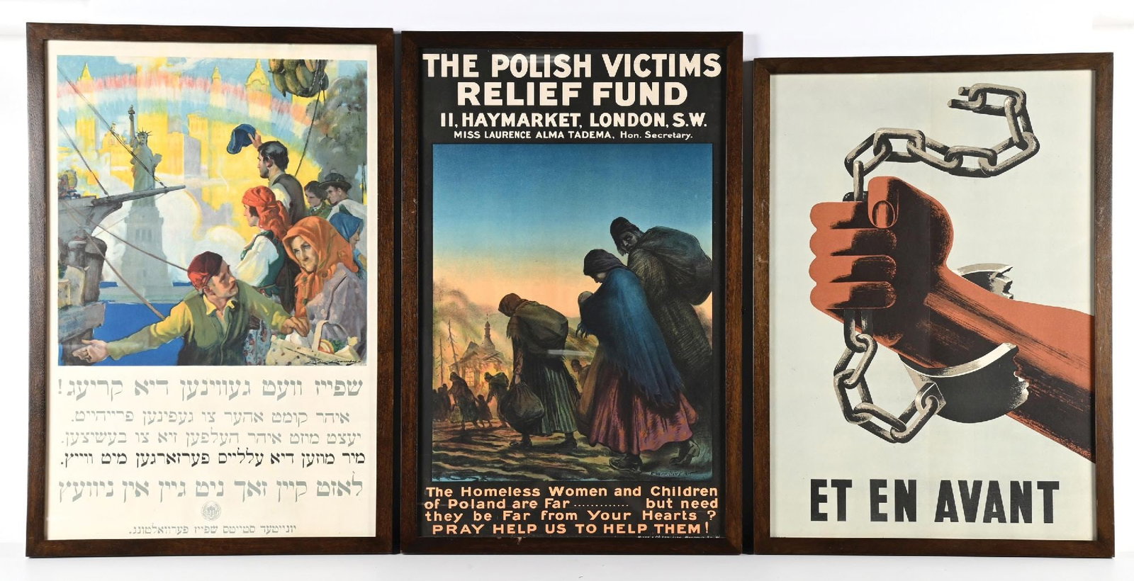 LOT OF 3: WWI-WWII PROPAGANDA POSTERS. (1 of 2)
