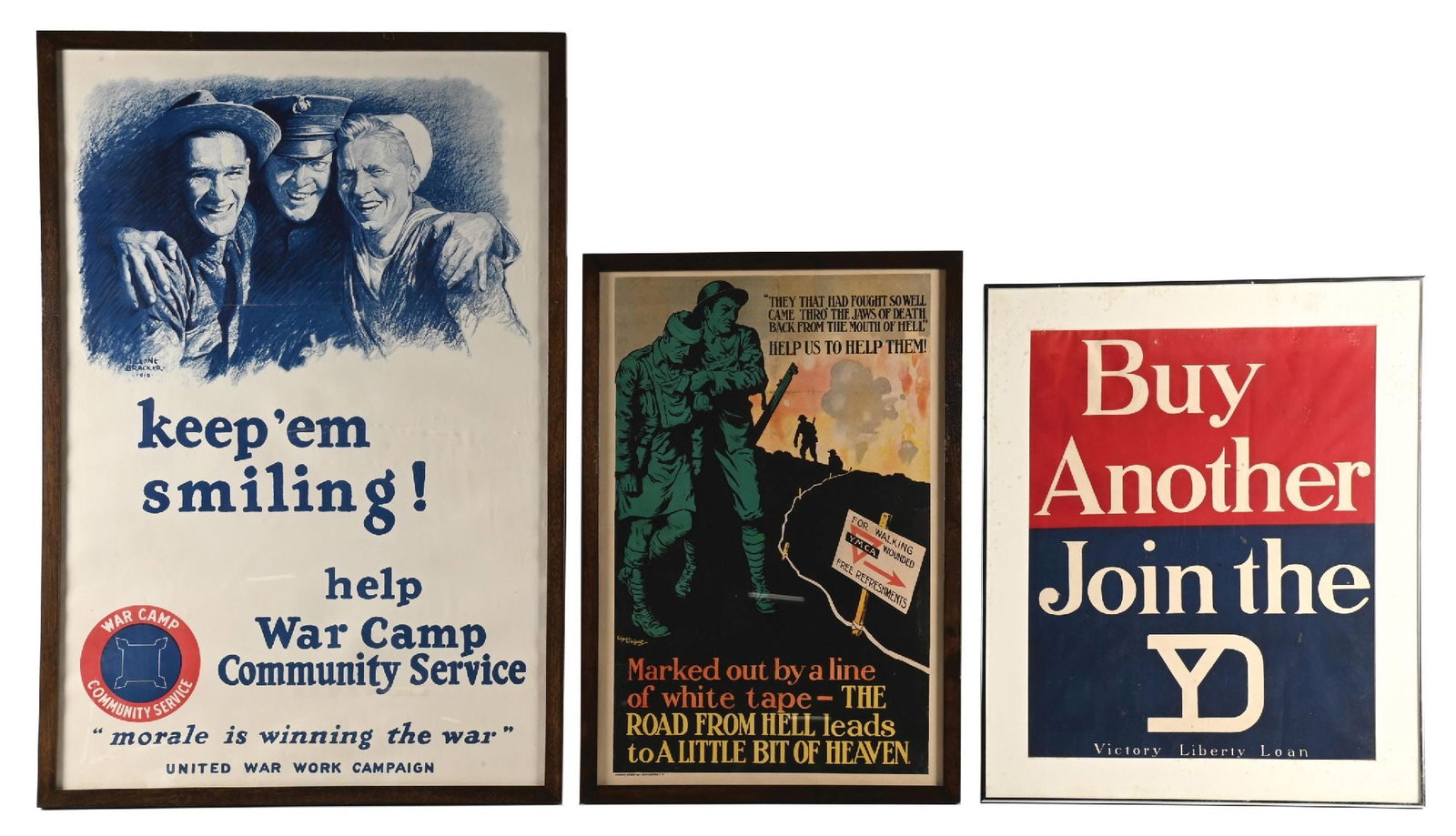 LOT OF 3: US WWI PROPAGANDA POSTERS. (1 of 2)