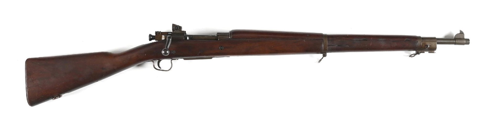 (C) SMITH CORONA US MODEL 1903-A3 BOLT ACTION RIFLE: The barrel is dated 2-43 with SC and bomb stamp. The frame also exhibits the Smith Corona legend. Standard A3 rear adjustable sight, press steel parts, parkerized finish, straight stock with no finger