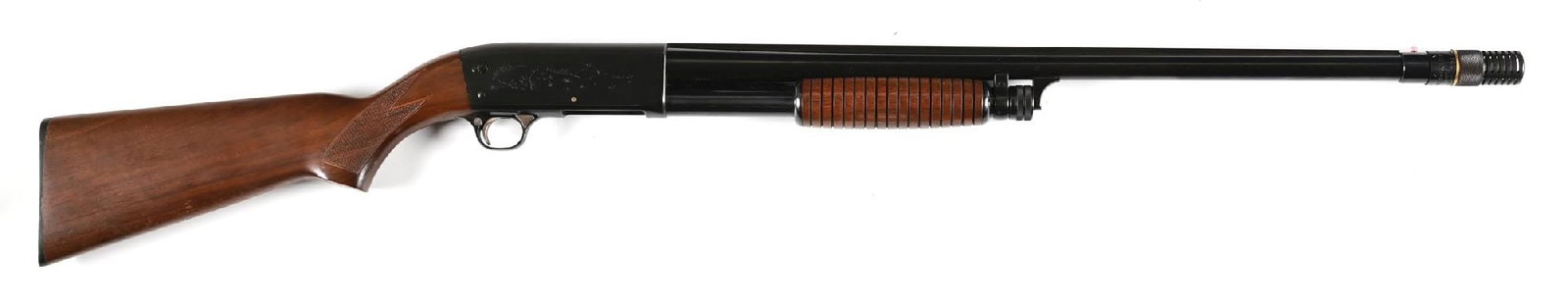 (C) SCARCE PRE-WAR ITHACA MODEL 37R SOLID RIB SLIDE ACTION SHOTGUN. (1 of 2)