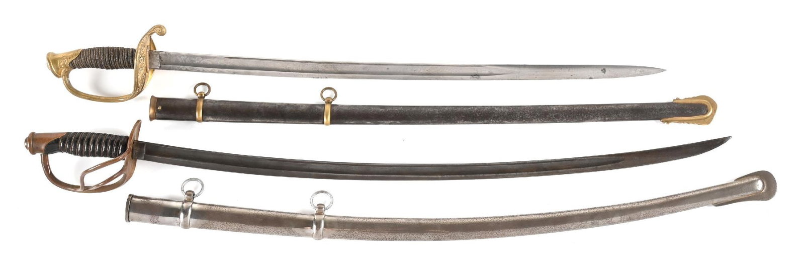 LOT OF 2: US CIVIL WAR M1850 FOOT OFFICER'S SWORD AND M1860 CAVALRY SABER. (1 of 2)