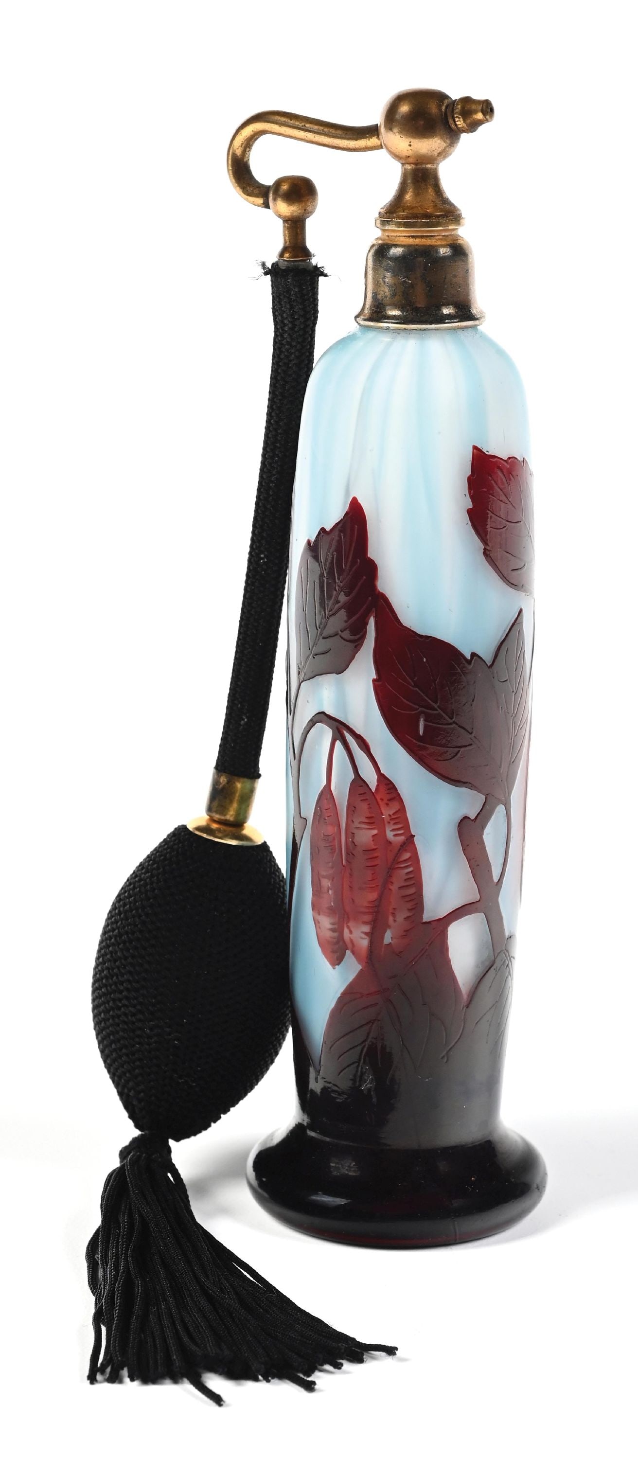 RED & BLUE FOLIAGE CAMEO GLASS PERFUME WITH ATOMIZER (1 of 6)