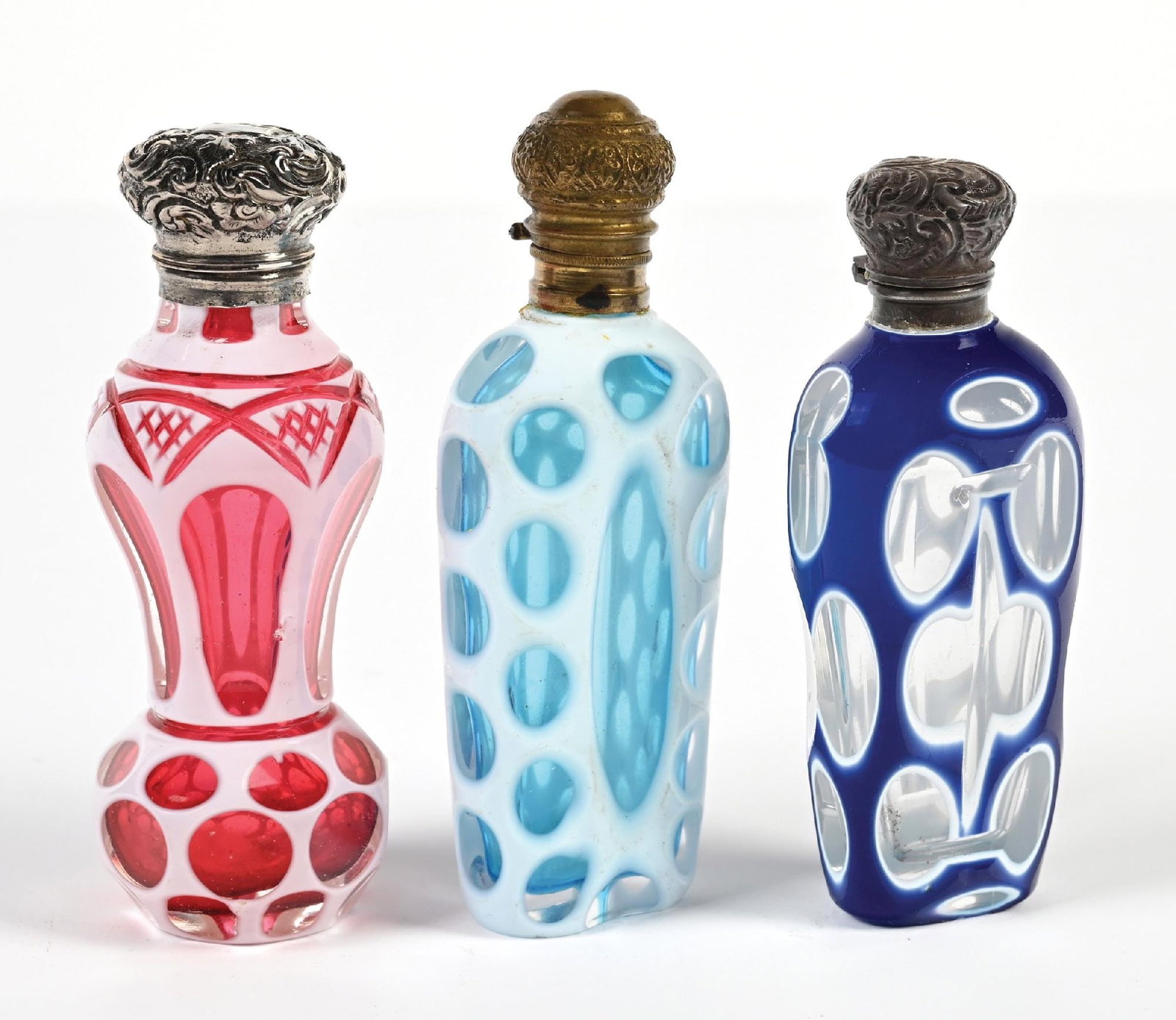 LOT OF 3: CASED GLASS PERFUME BOTTLES (1 of 5)