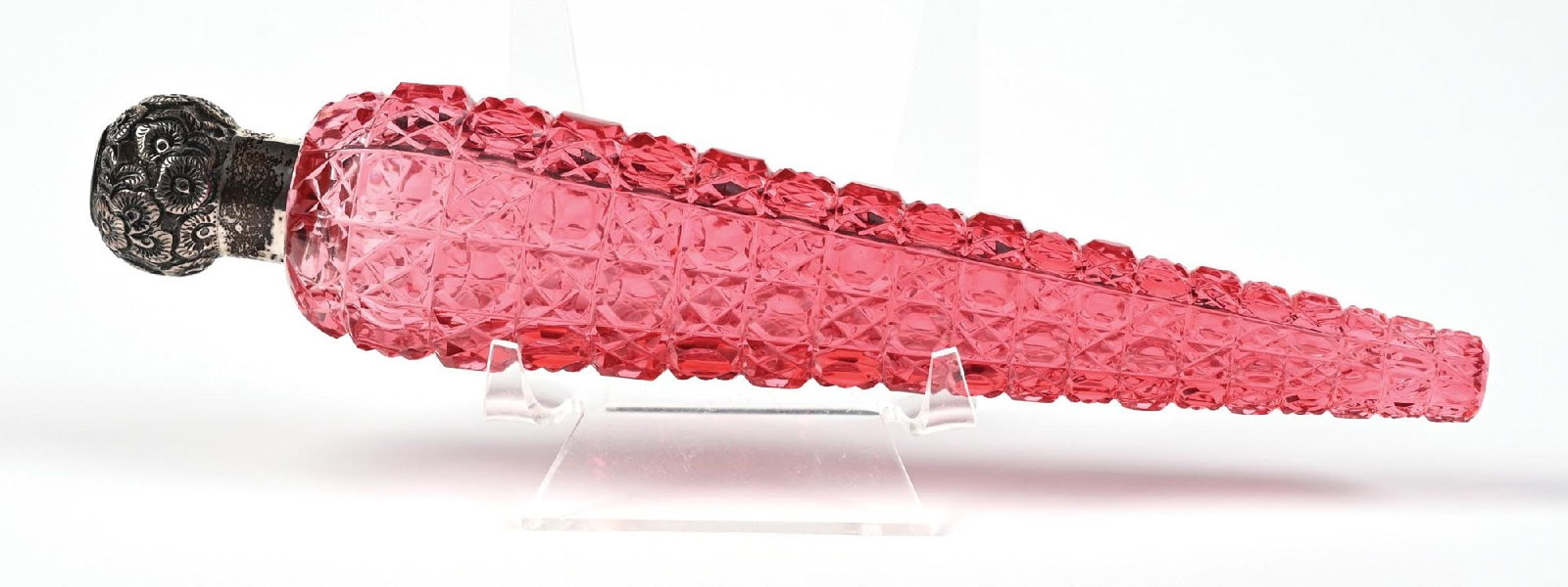 CRANBERRY CUT GLASS LAY-DOWN PERFUME BOTTLE (1 of 5)