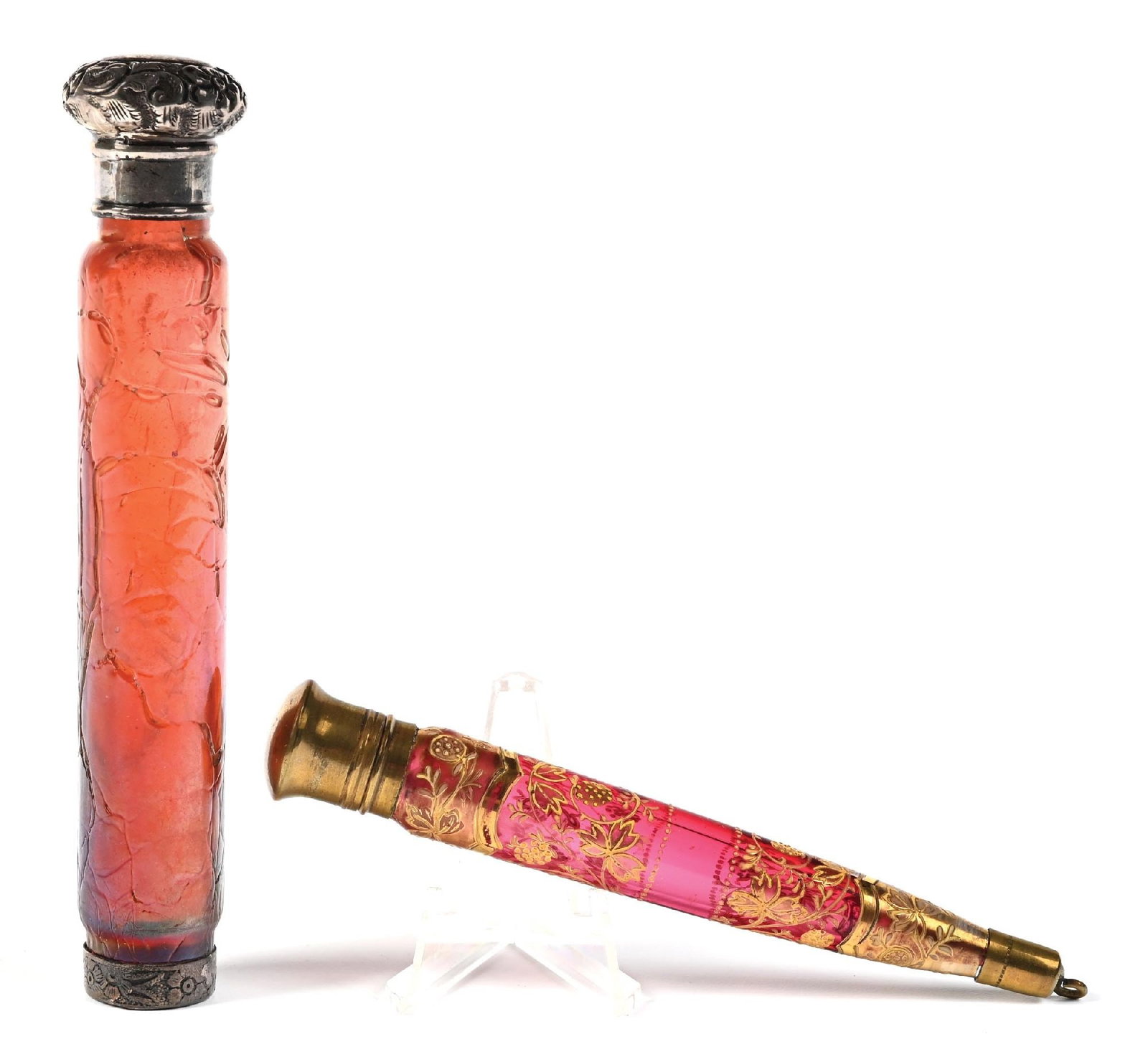 LOT OF 2: CRANBERRY GLASS PERFUME BOTTLES (1 of 5)