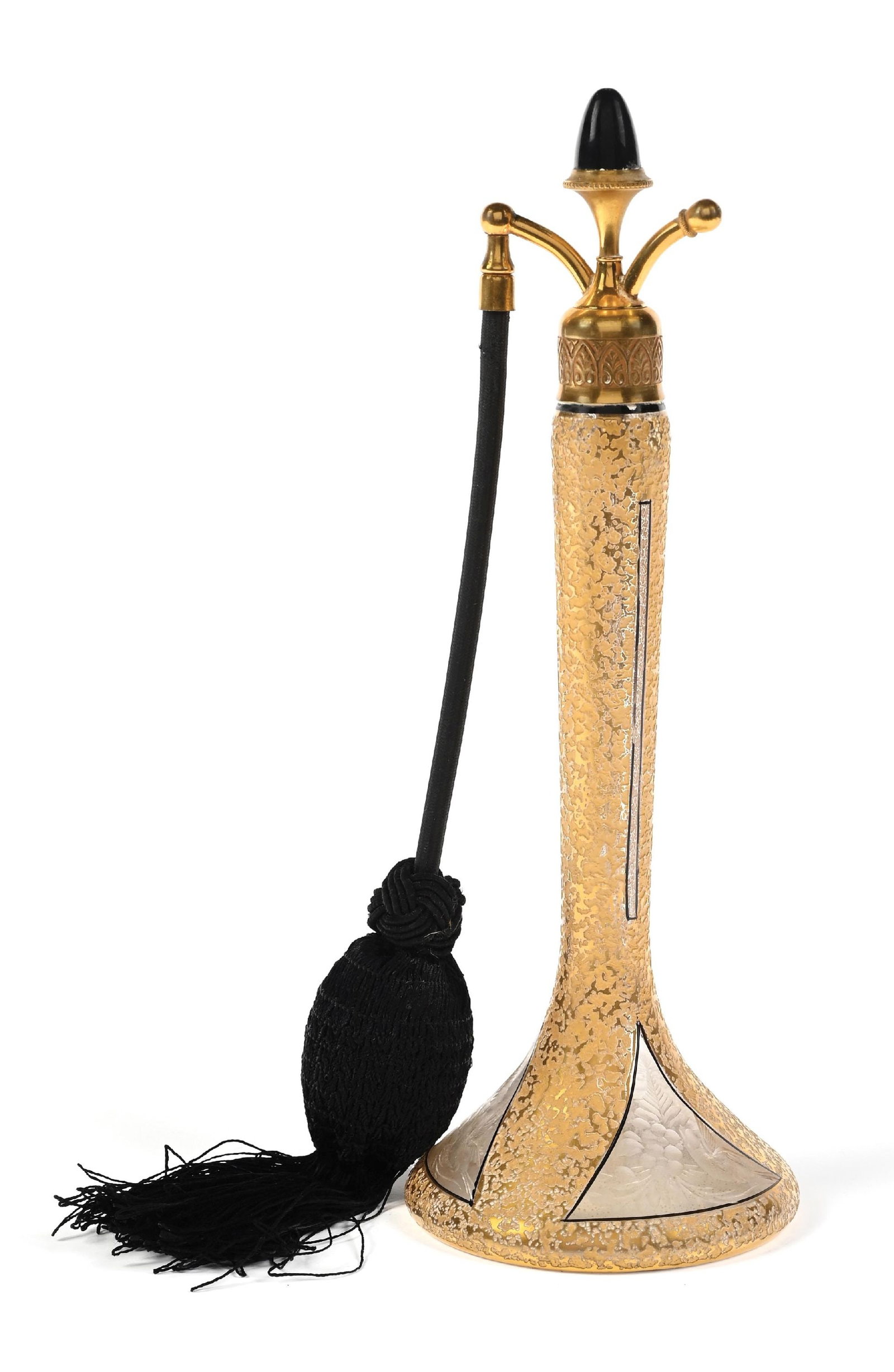 DEVILBISS GOLD & BLACK TALL PERFUME WITH ATOMIZER (1 of 5)