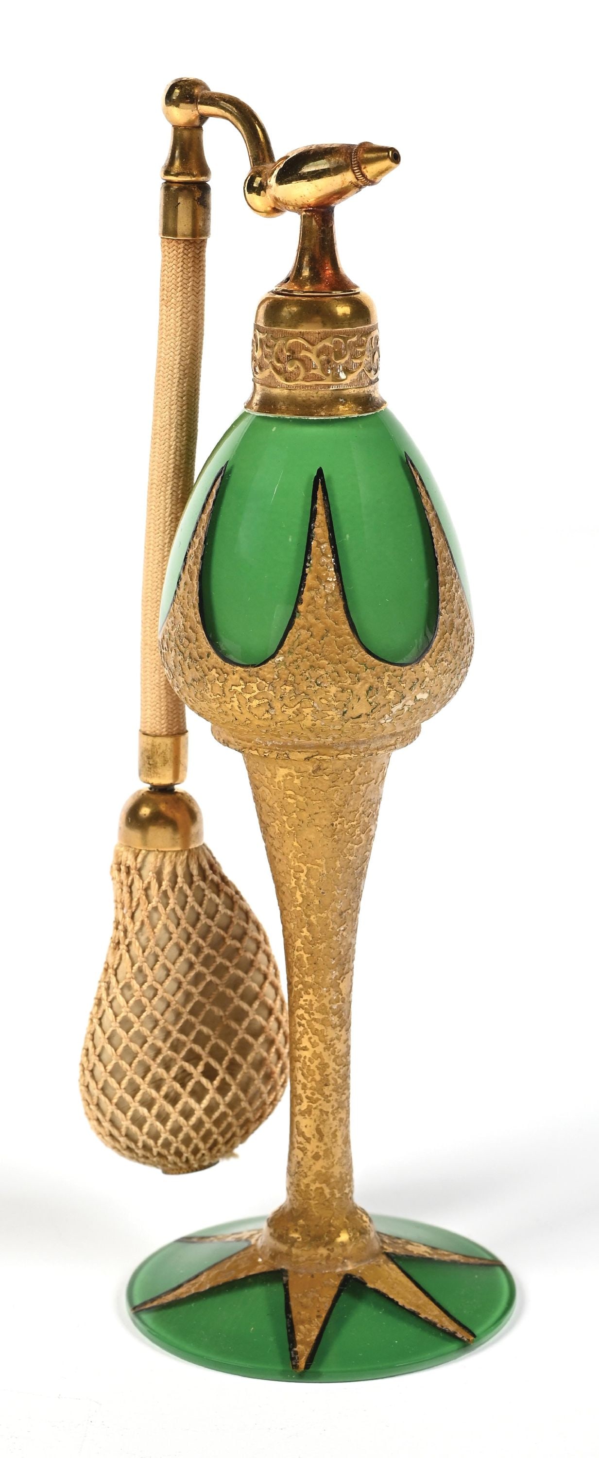 DEVILBISS GREEN & GOLD ART DECO PERFUME ATOMIZER (1 of 5)