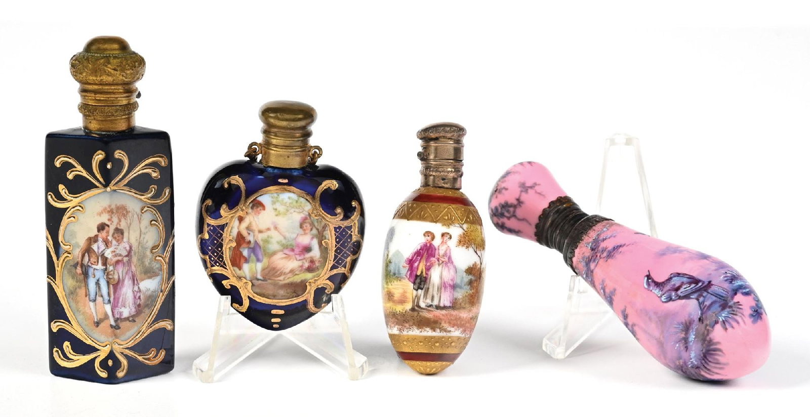 LOT OF 4: EUROPEAN ENAMEL & PORCELAIN PERFUME BOTTLES (1 of 5)