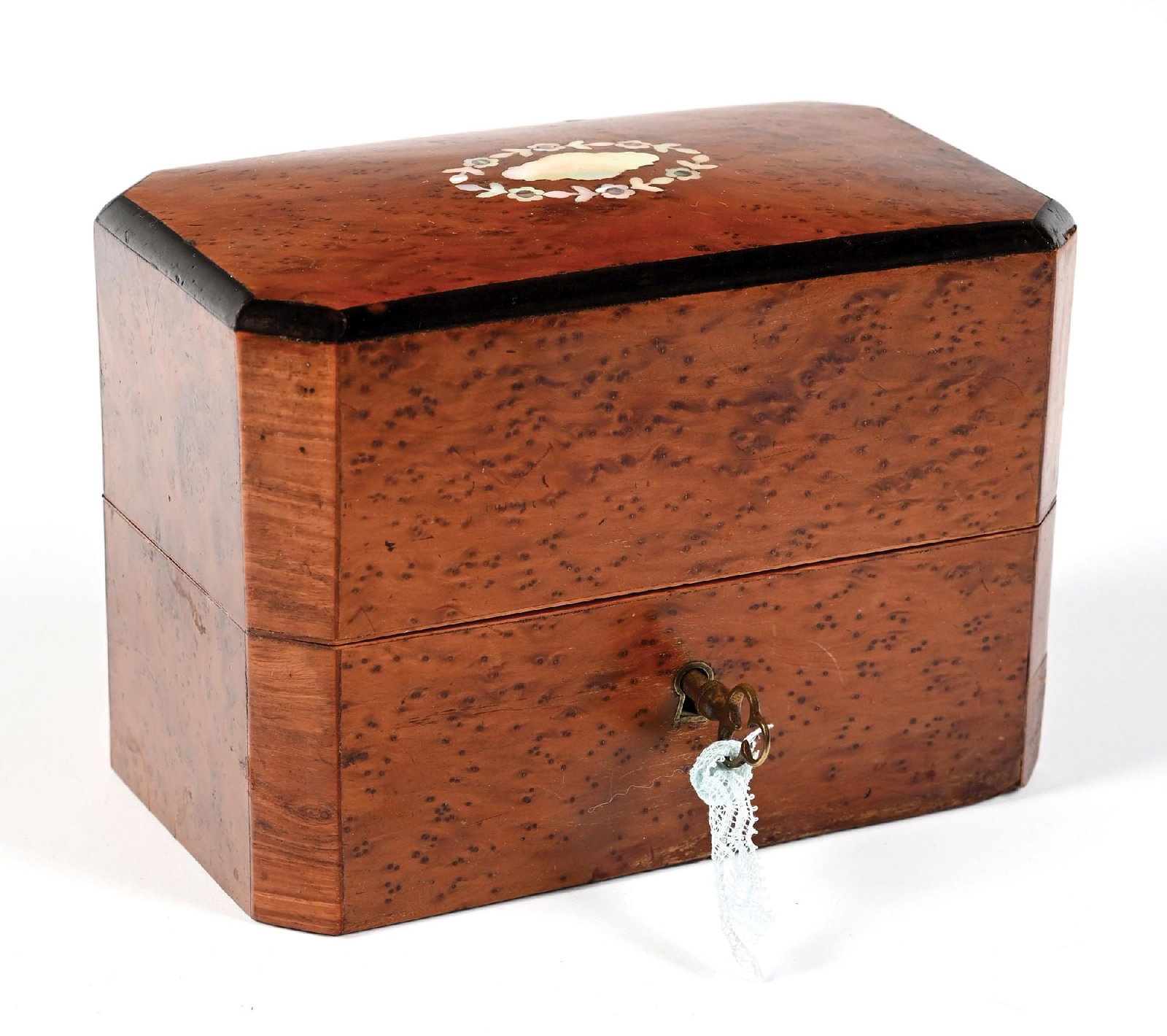 FRENCH PERFUME CASKET FEATURING THREE GLASS BOTTLES - 3