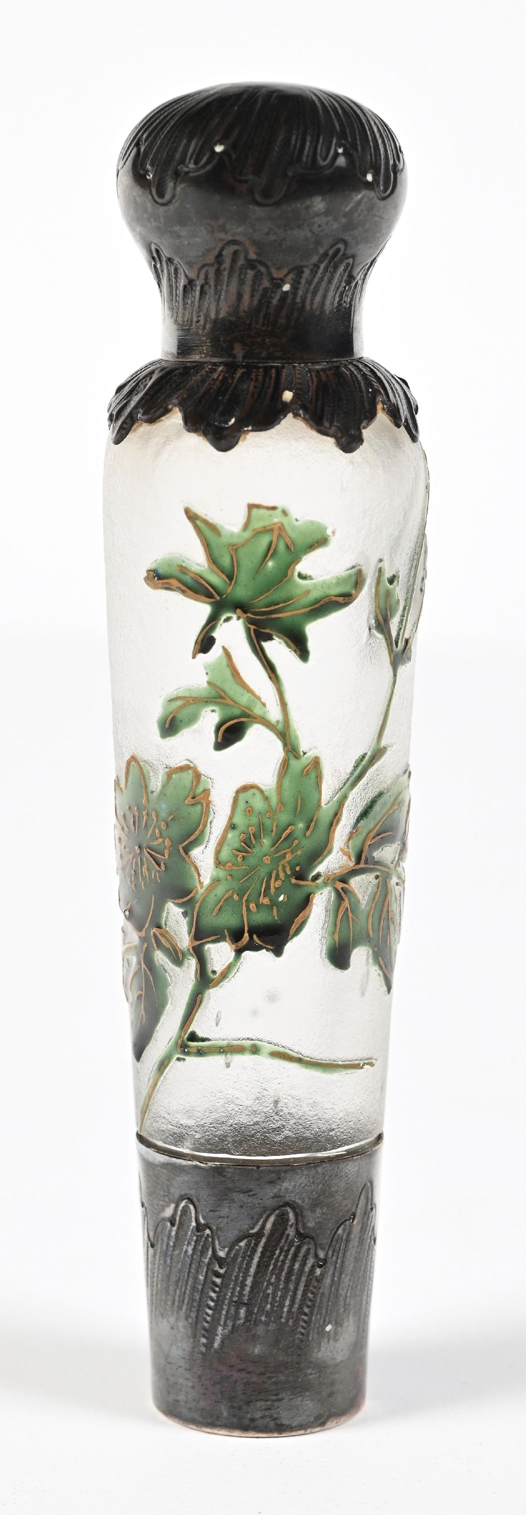 DAUM ART NOUVEAU CAMEO GLASS PERFUME BOTTLE WITH FLORAL MOTIF (1 of 5)